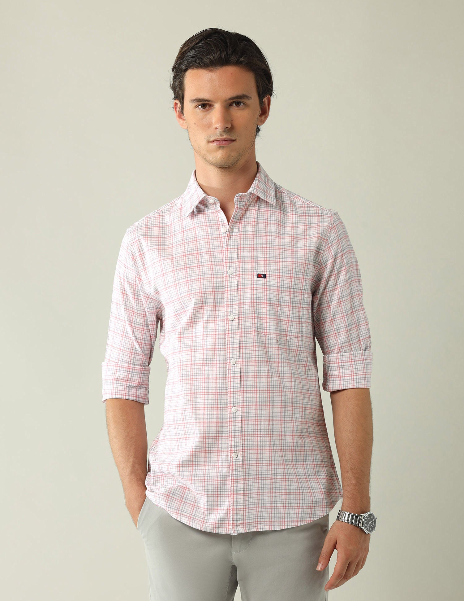 City Chronicles Modern Slim Fit Tartan Checked Shirt