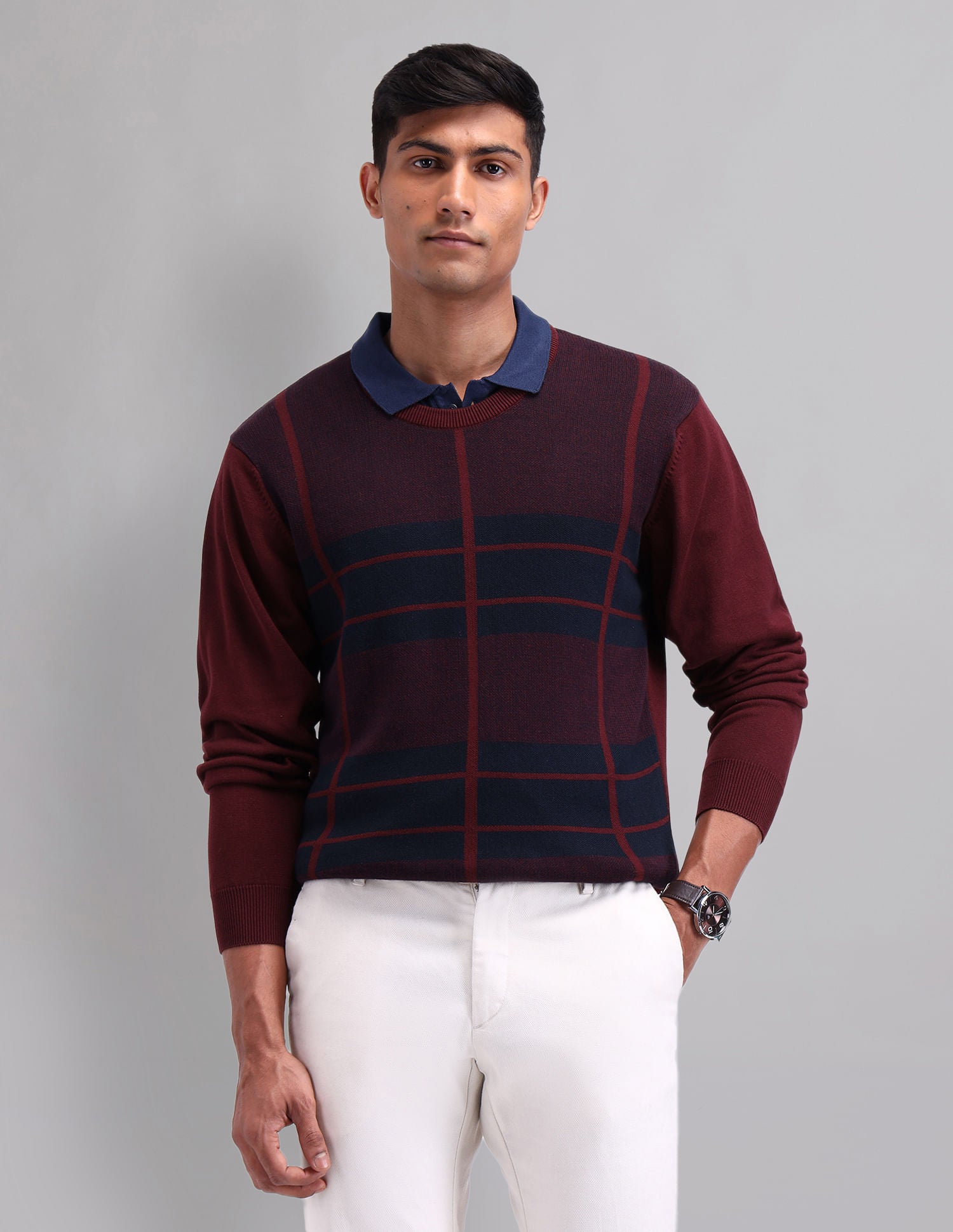 Elevated Essential Modern Slim Fit Patterned Knit Sweater