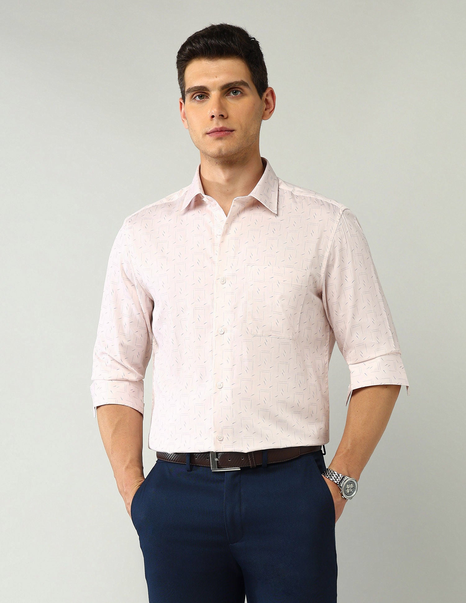 Wardrobe-Coded Regular Fit Vertical Striped Shirt