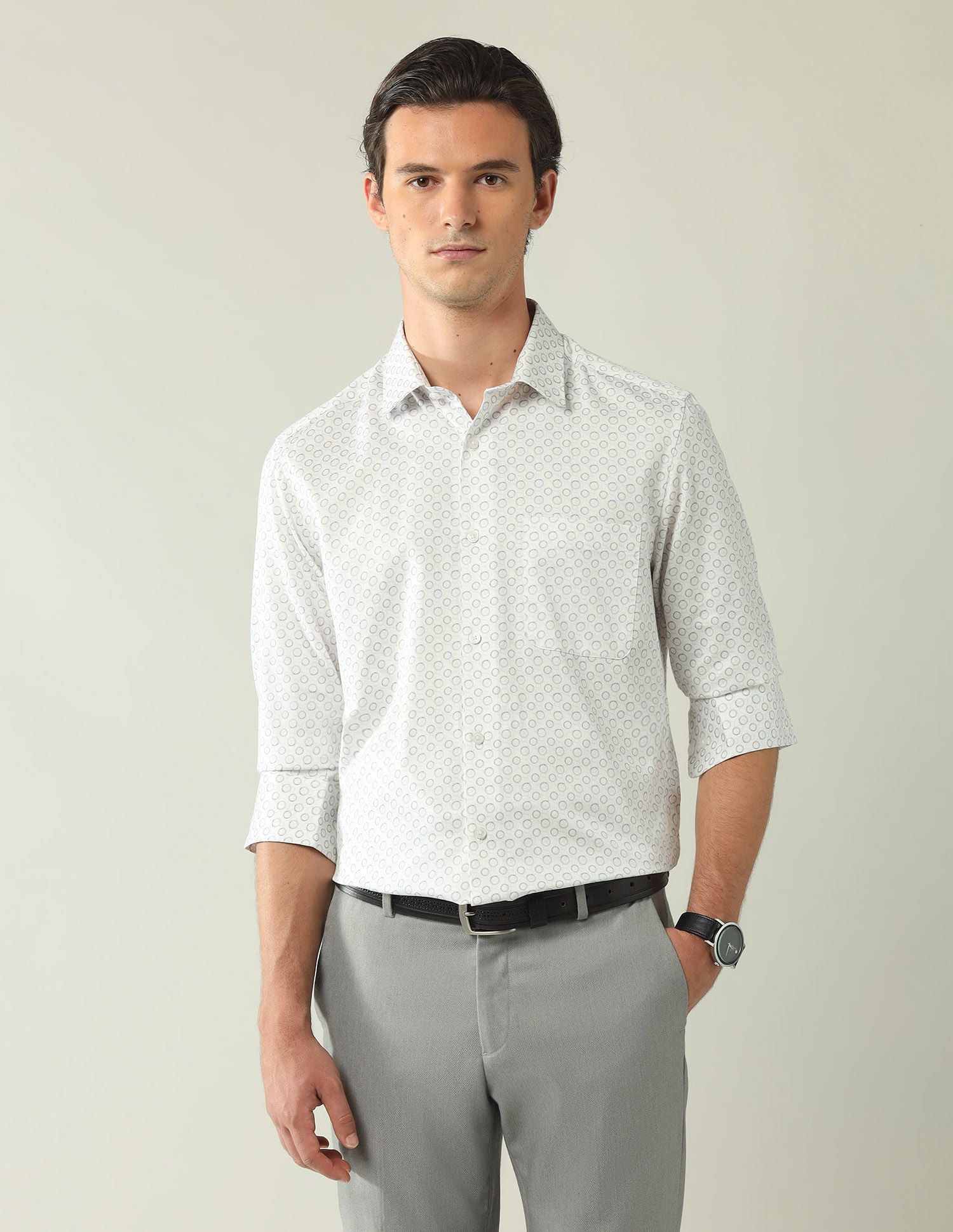 Wardrobe-Coded Regular Fit Vertical Striped Shirt