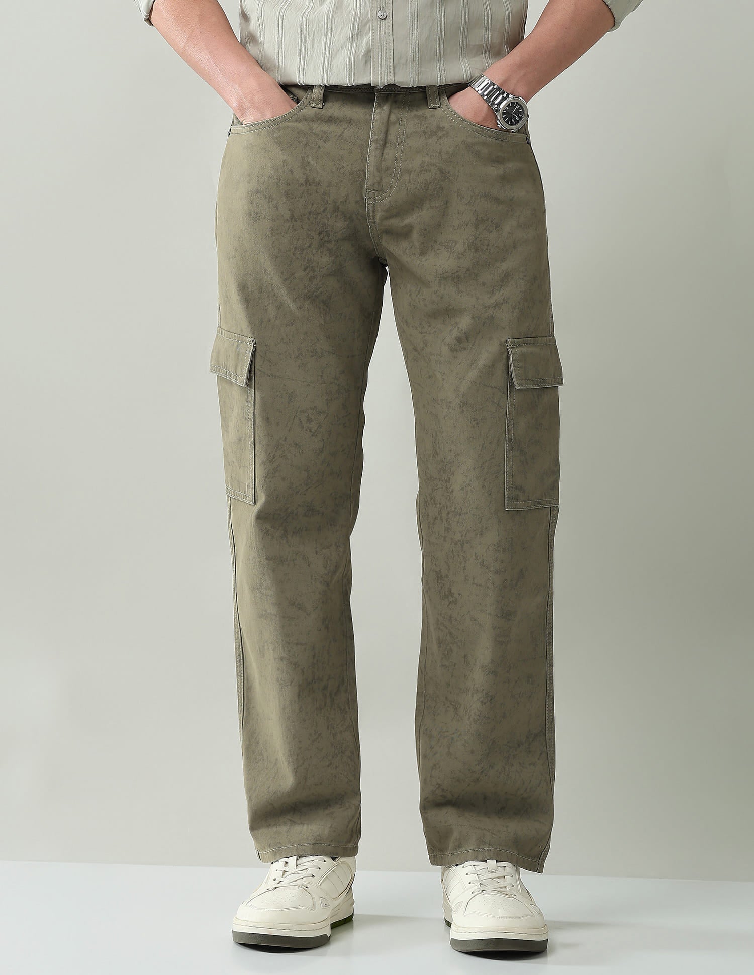 Textured Comfort Fit Cargos