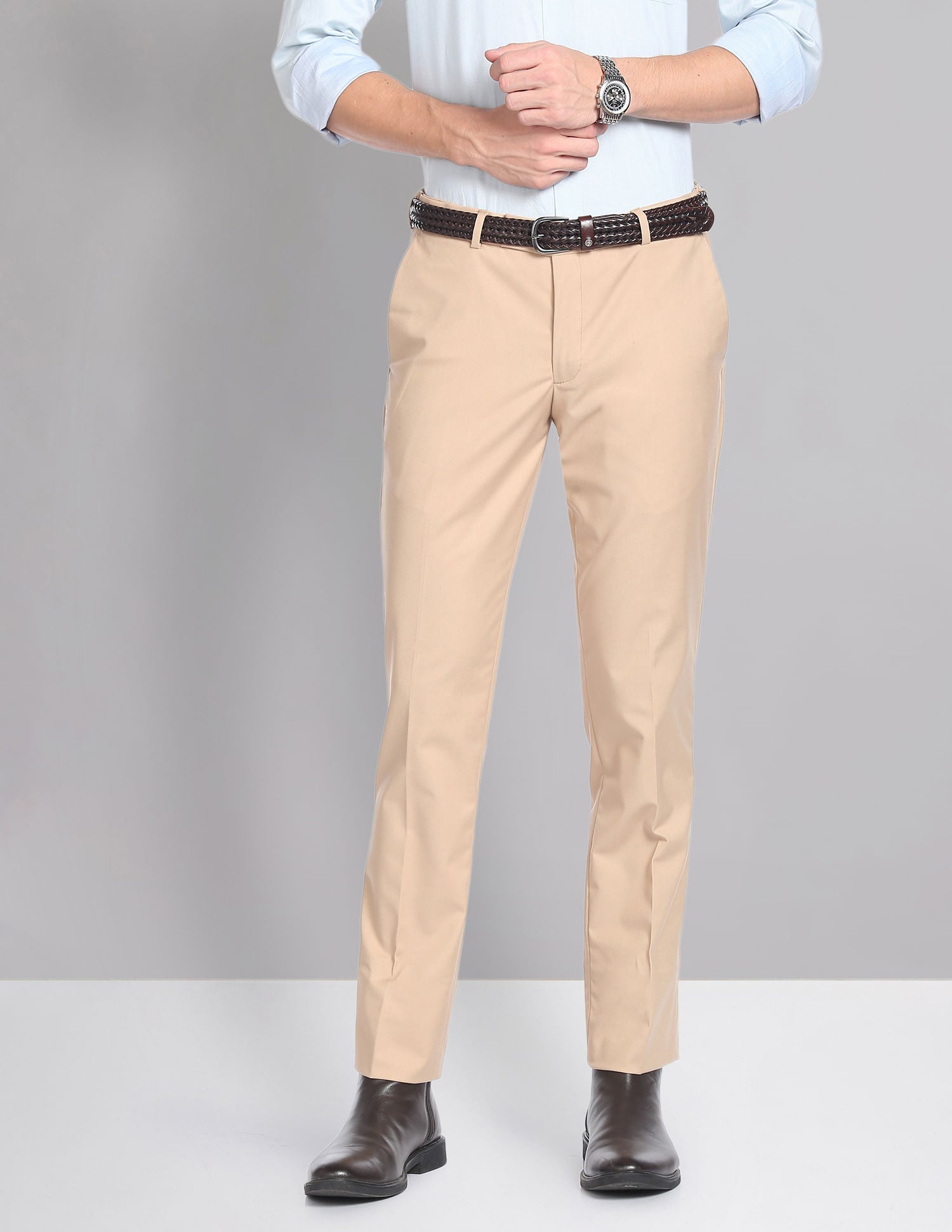 Ultimate Sophistication Twill weave Solid Autoflex Formal Trousers