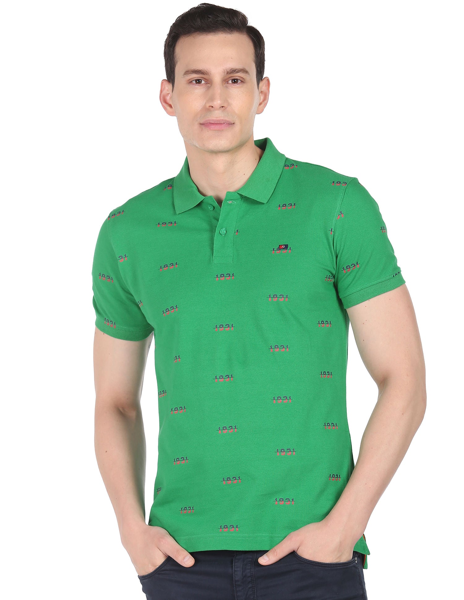 Urban Cool Typography Print Cotton Polo Shirt