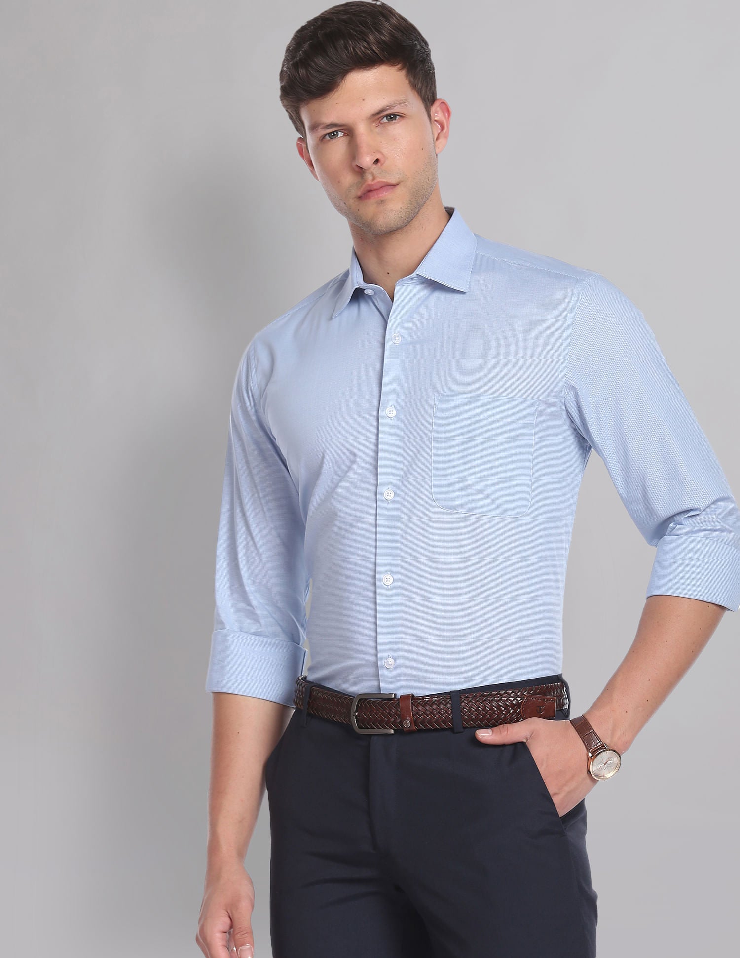 Vogue Micro Check Everlast Press Dobby Formal Shirt
