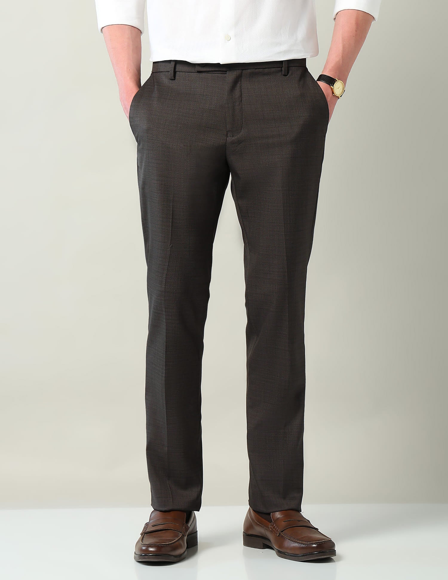 Mid Rise Regular Fit Formal Trousers