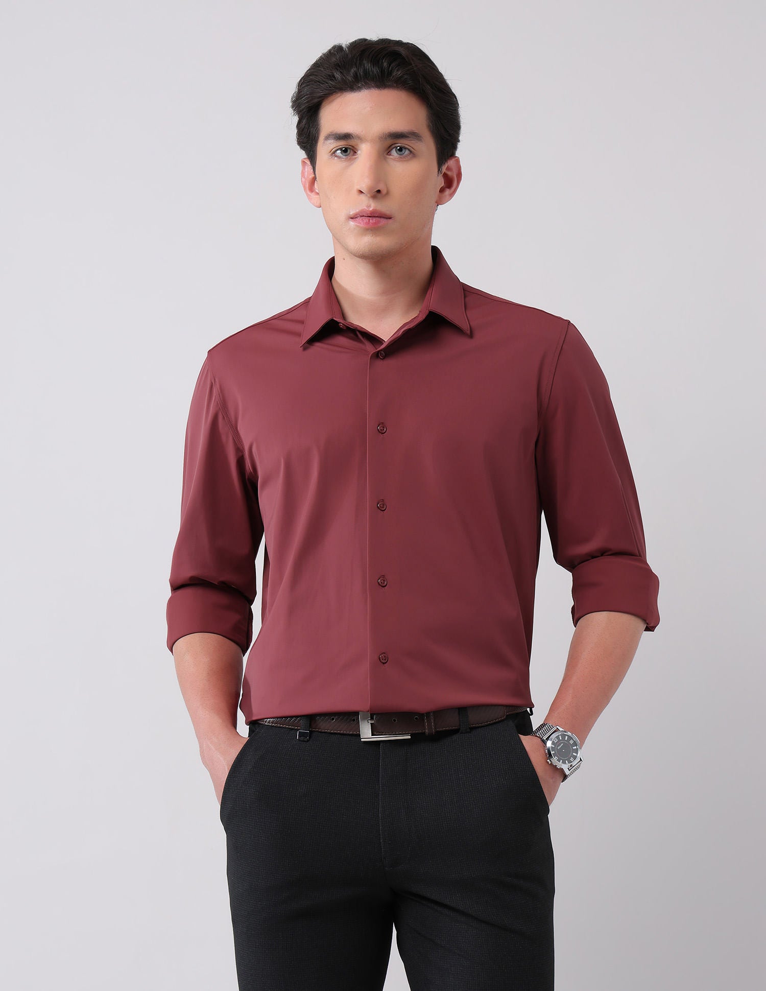 Stylish Hypermove Solid Shirt