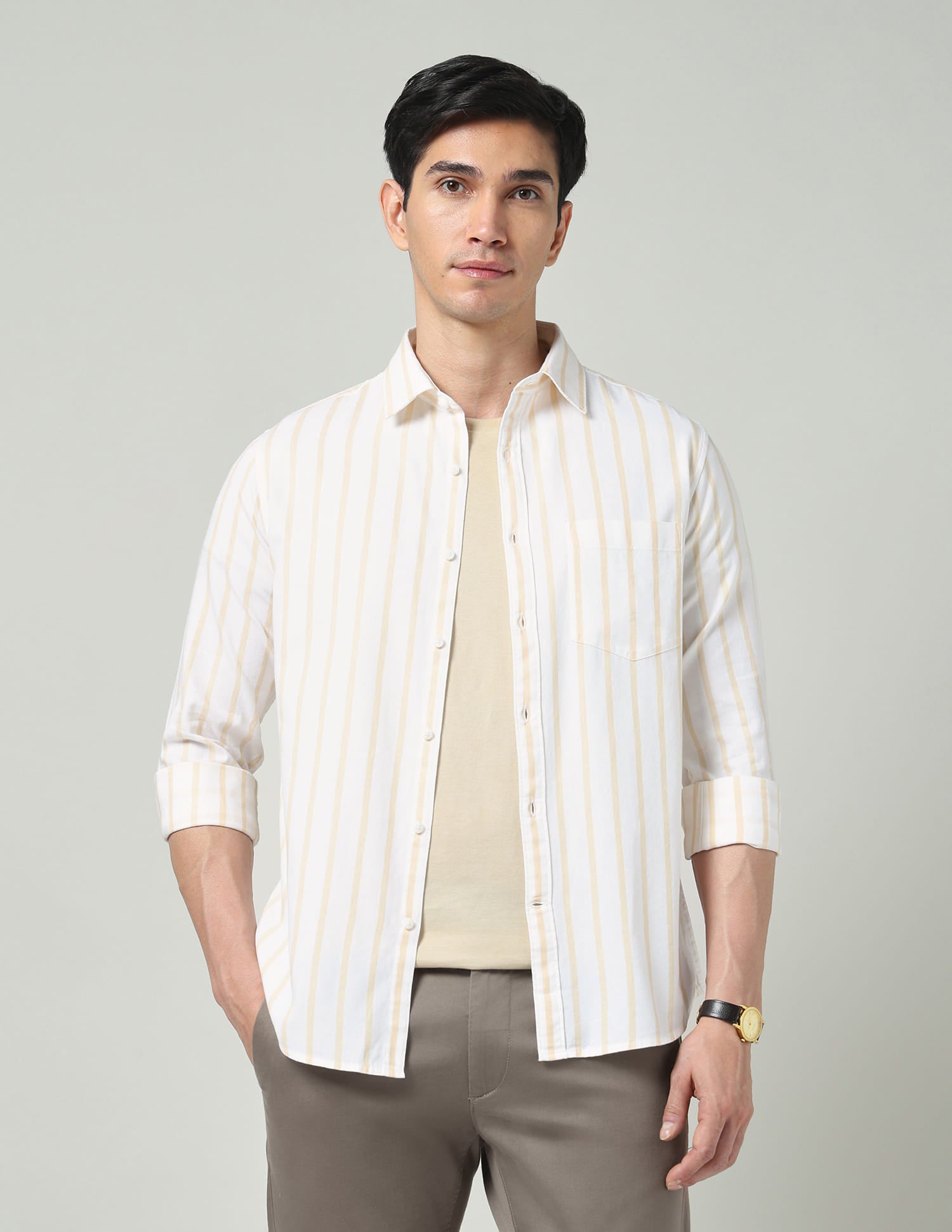 Feather-Light Vertical Striped Comfort Shirt