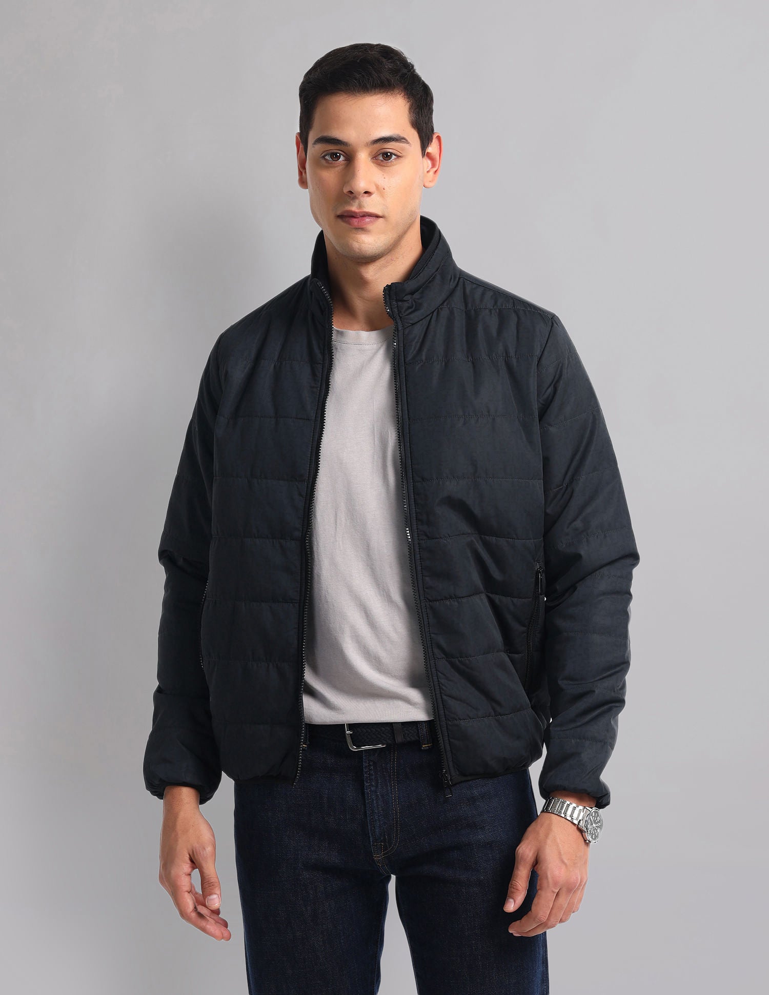 Urban Flex High Neck Quilted Casual Jacket
