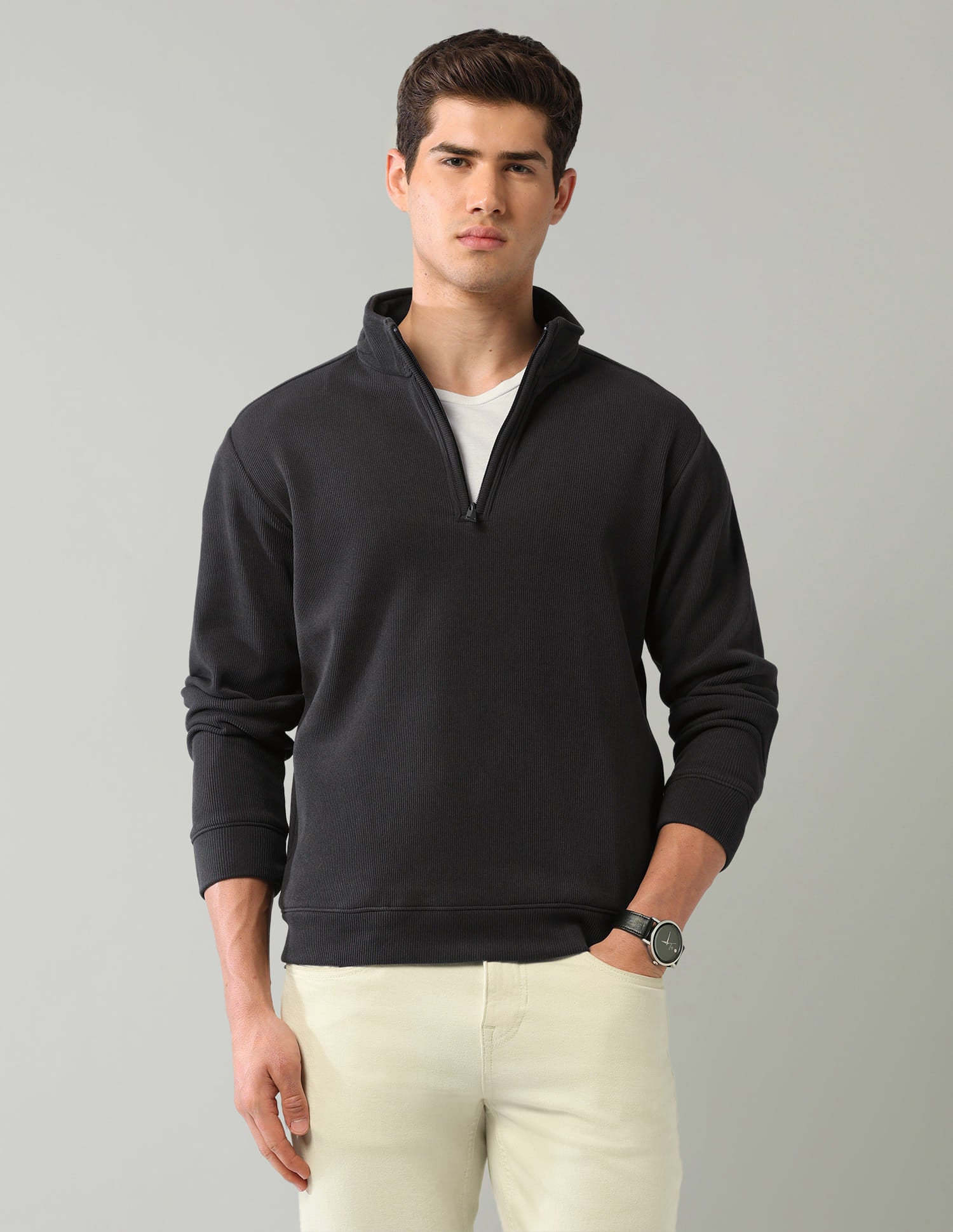 Textured Regular Fit Sweatshirt