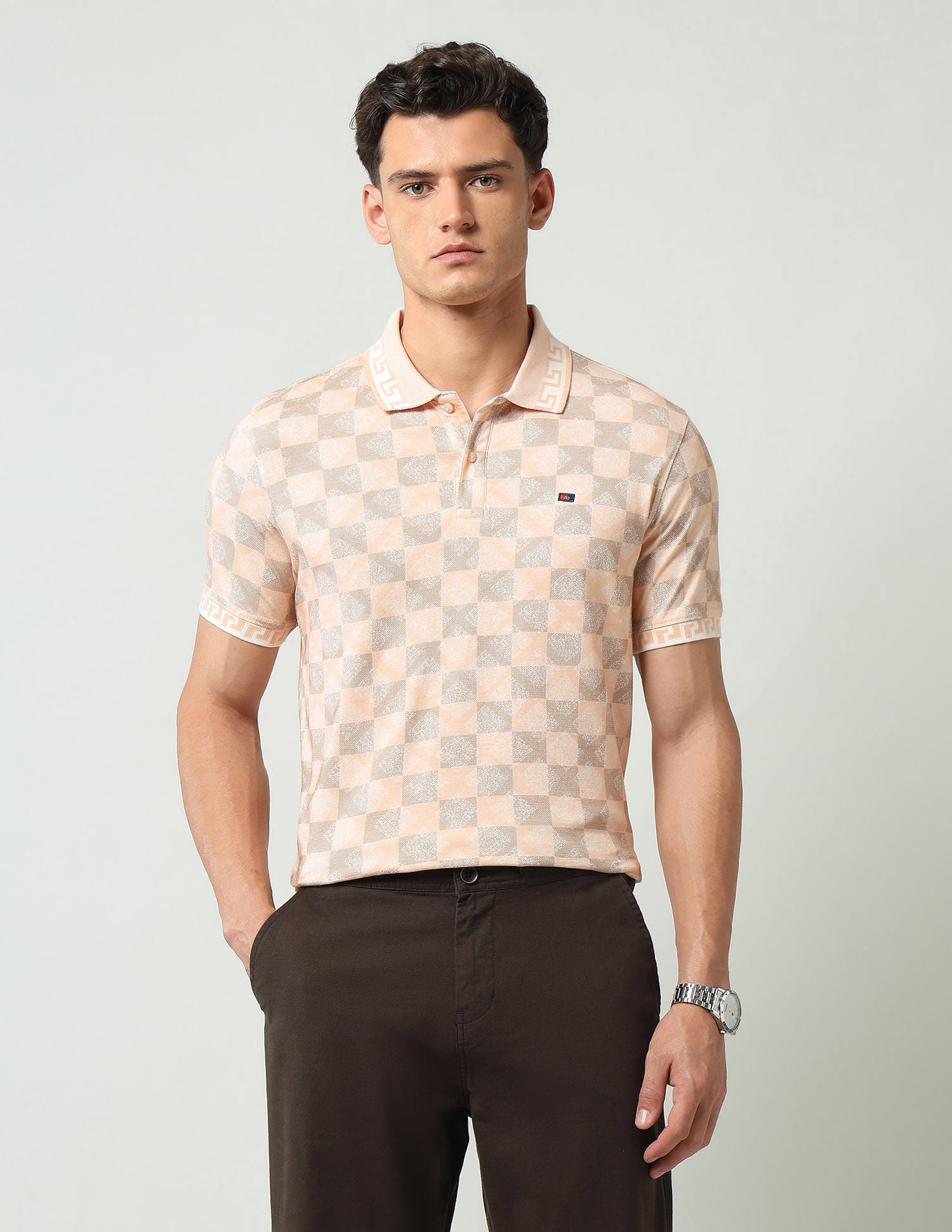 Style Edit Geometric Printed Slim Fit Polo Shirt