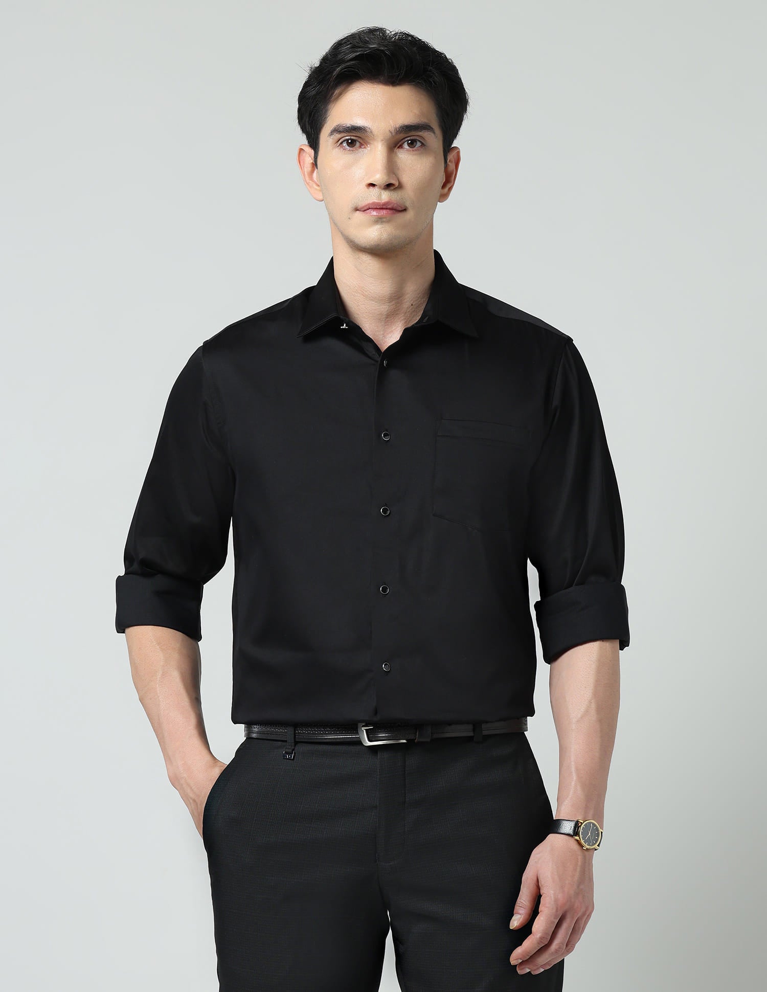 Comfort Alchemy Solid Satin Slim Fit Shirt