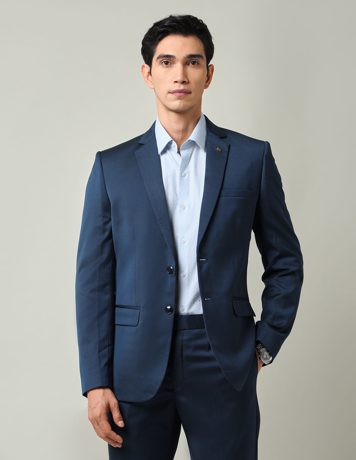Boardroom Essential Solid Regular Fit Dobby Weave Suit