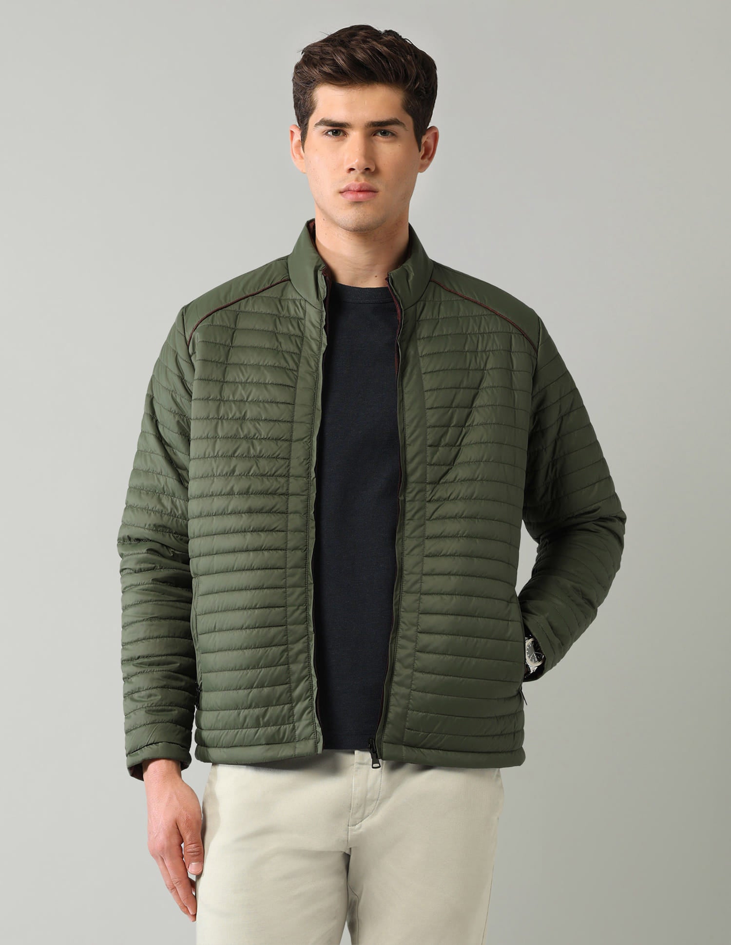 Solid Regular Fit Puffer Jacket