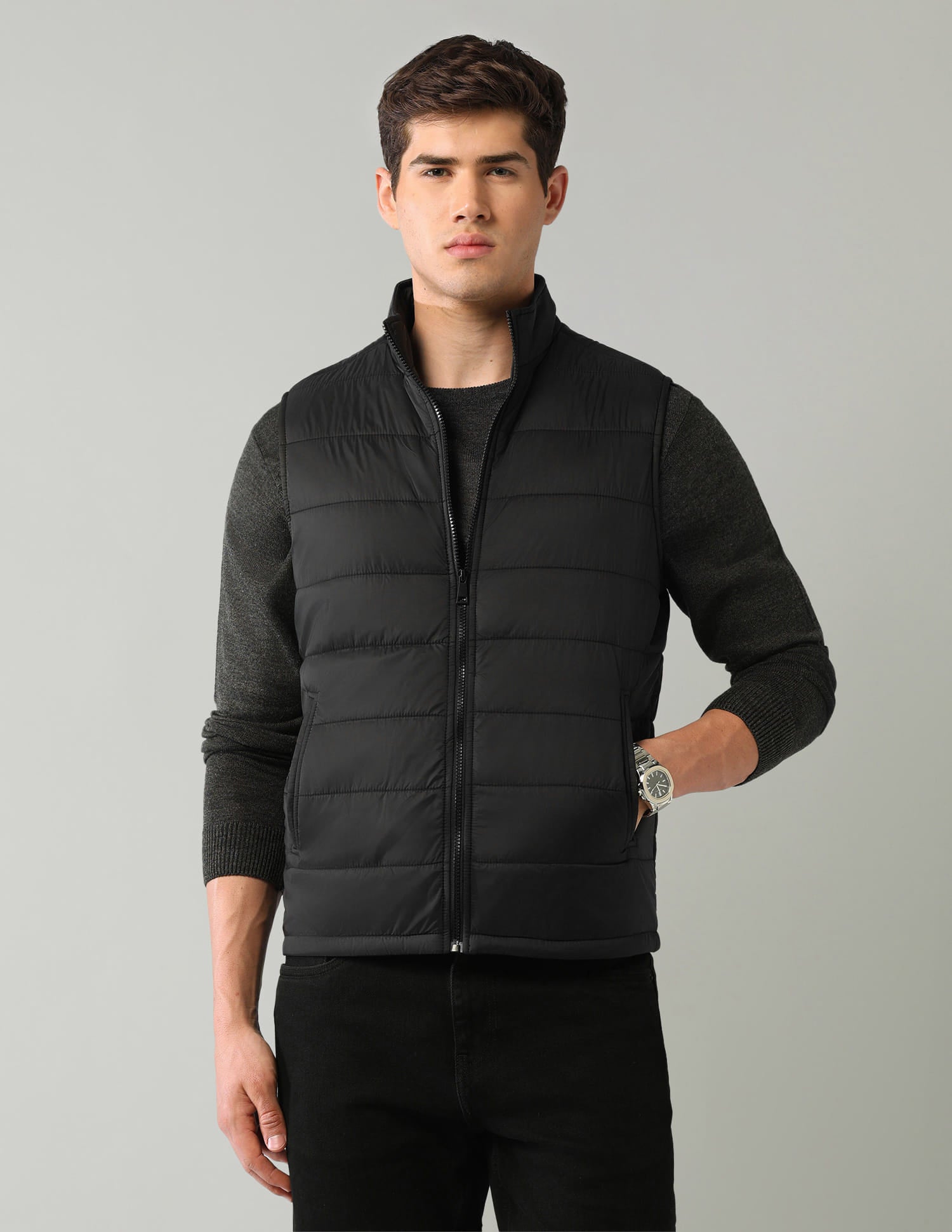 Solid Regular Fit Puffer Jacket