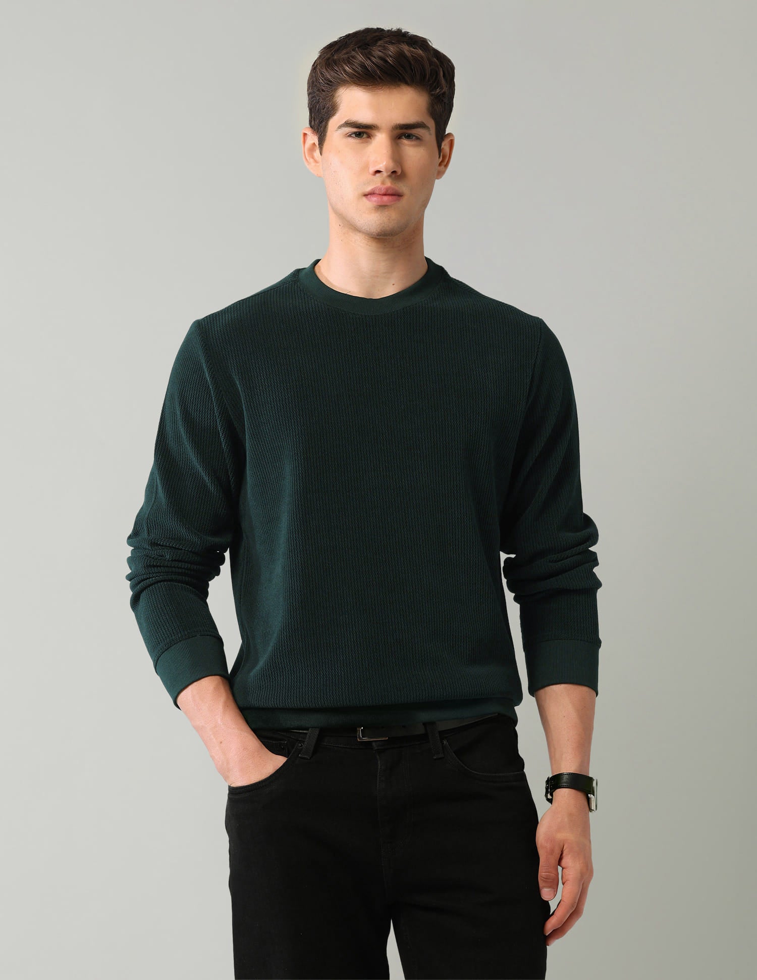 Textured Regular Fit Sweatshirt