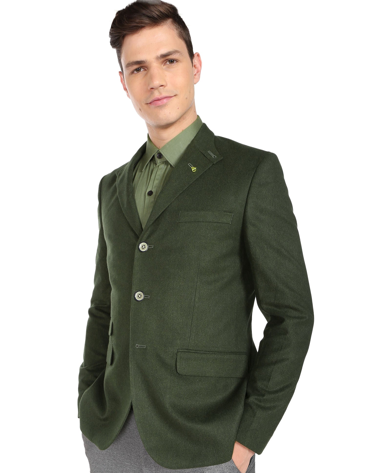Modern Luxe Solid Twill Convertible Collar Blazer