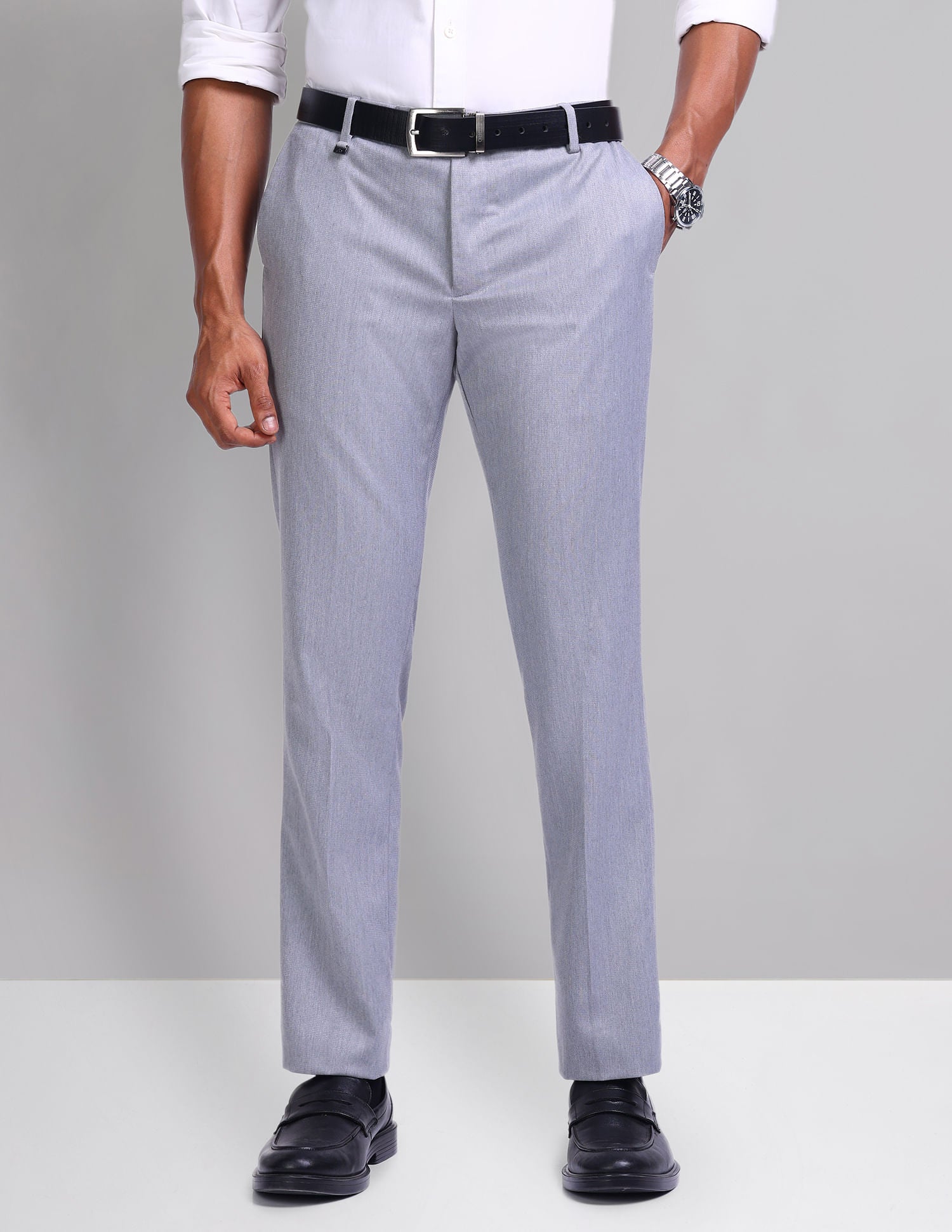 Polished Look Smart Flex Textured Trousers