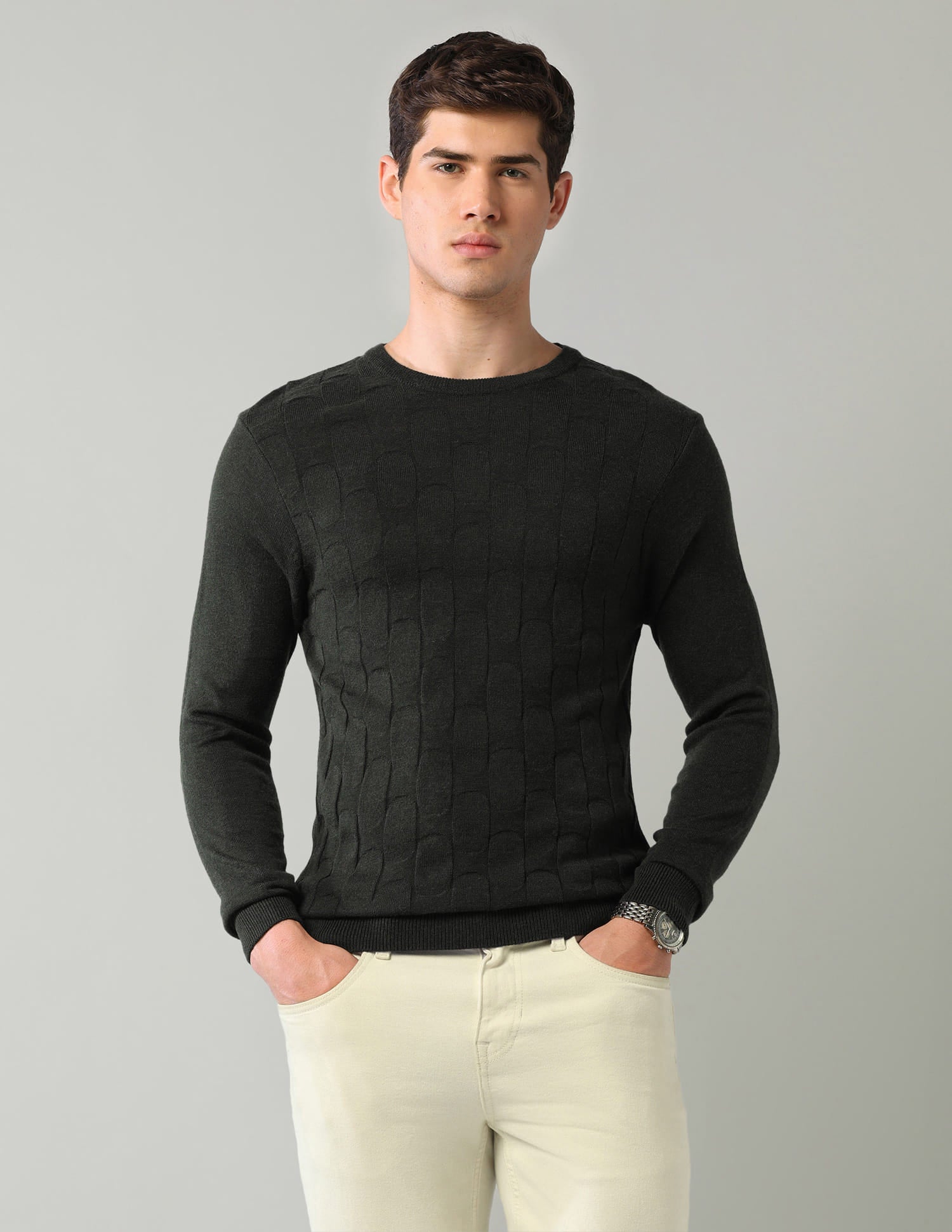 Geometric-Patterned-Regular-Fit-Sweater