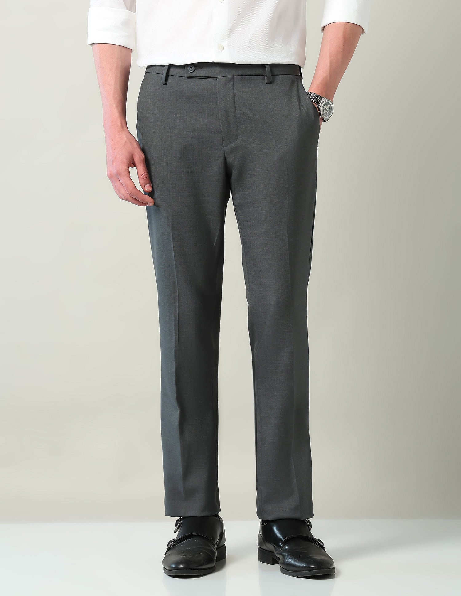 Mid Rise Regular Fit Formal Trousers