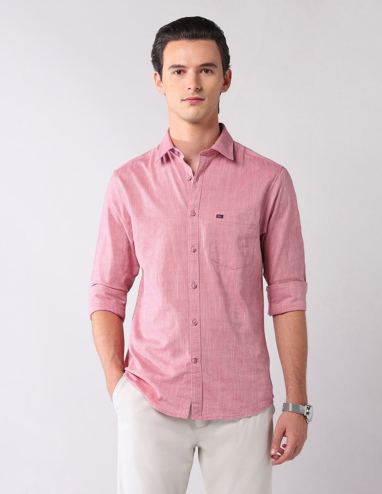 Corporate Ready Modern Slim Fit Self-Design Shirt