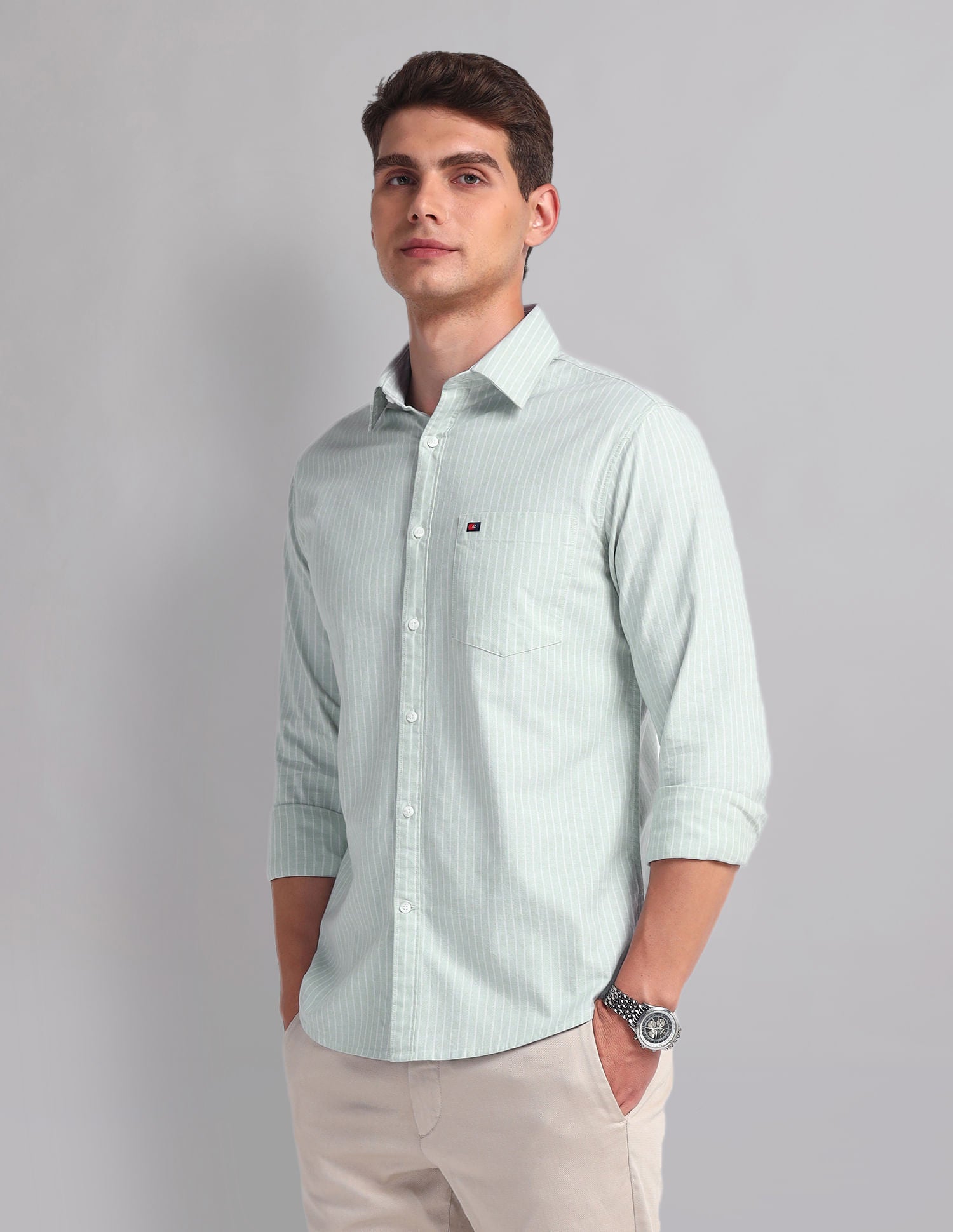 Vertical Stripe Cotton Shirt