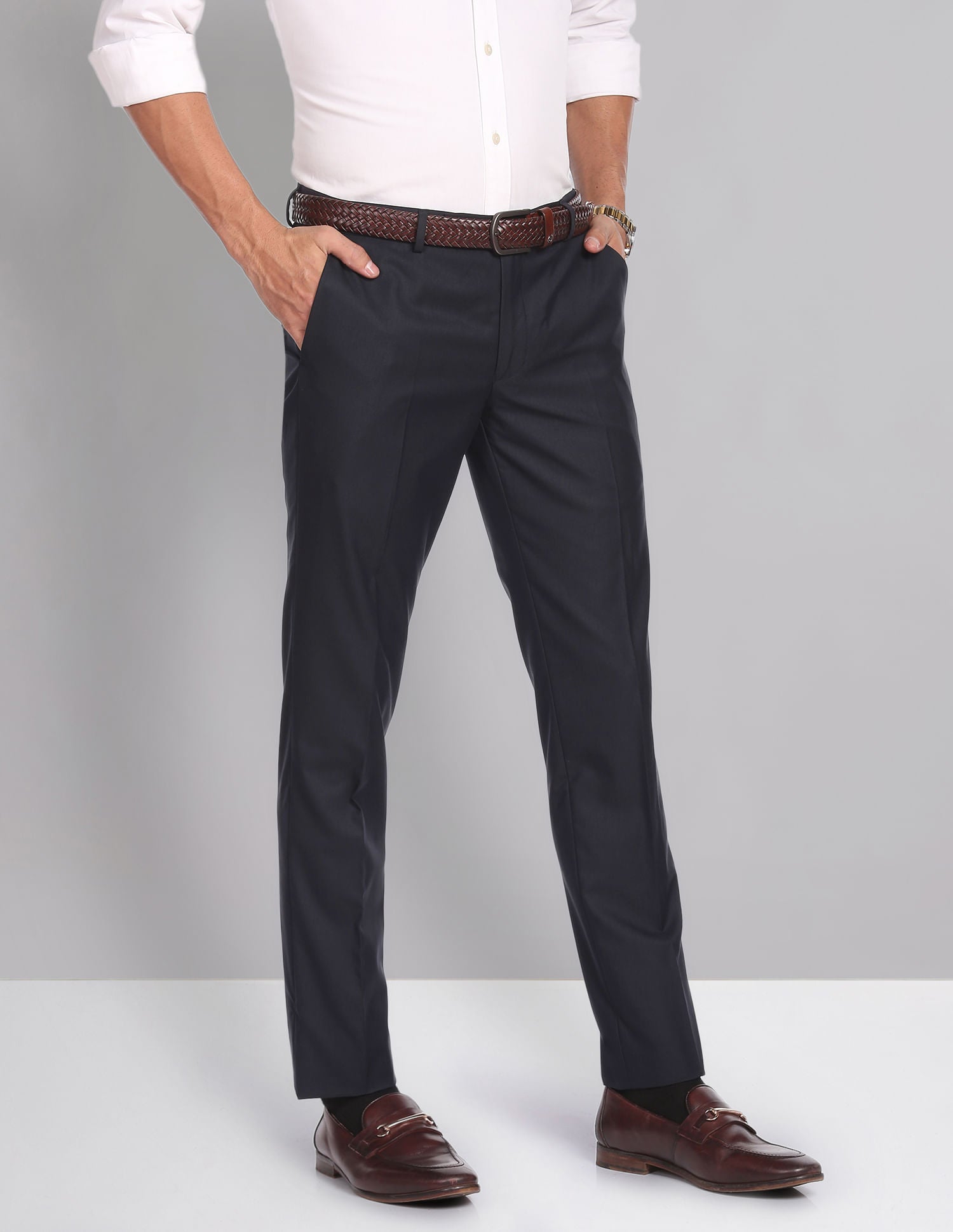 Smart Waist Solid Formal Trousers