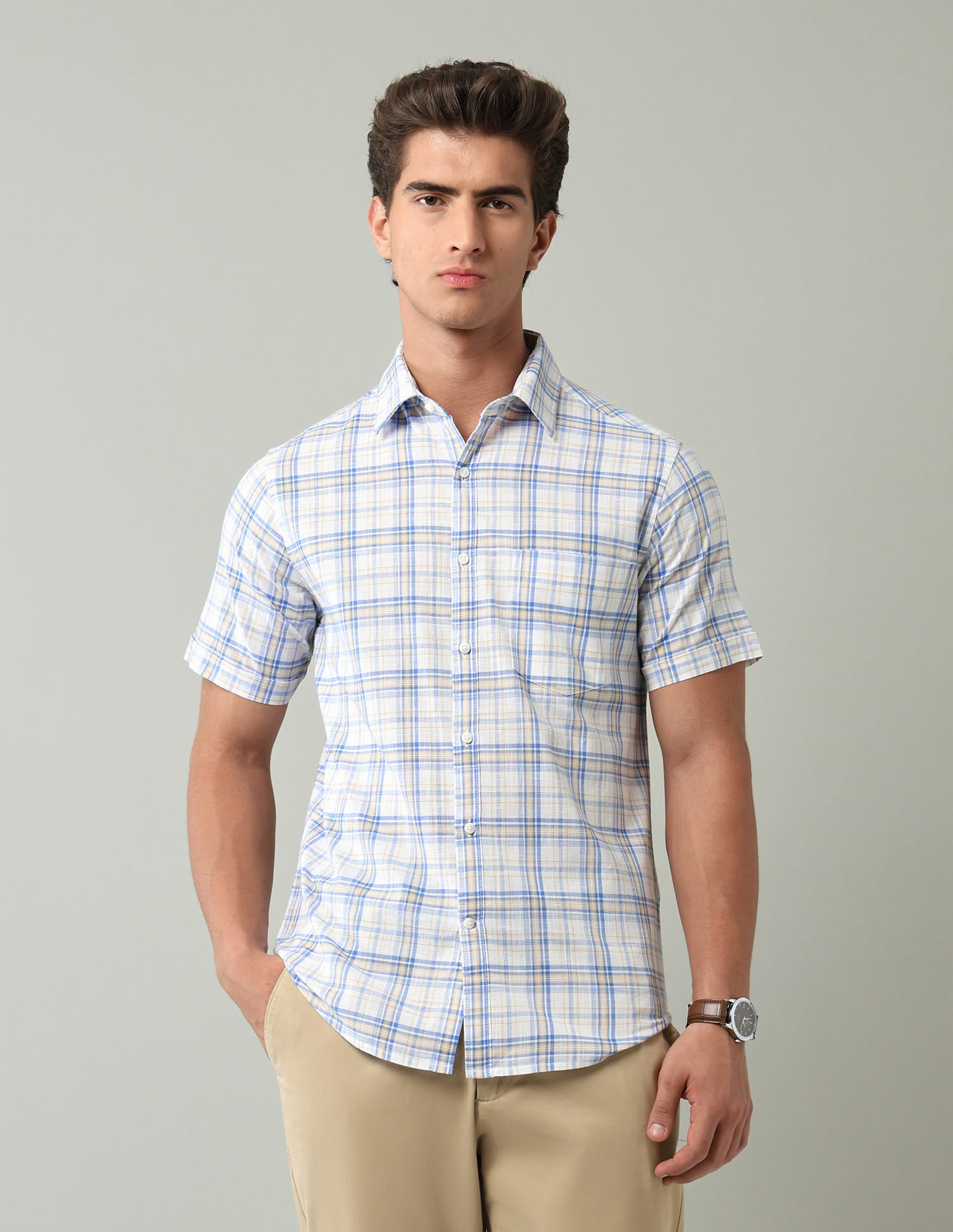 Blue Tartan Checked Regular Fit Shirt