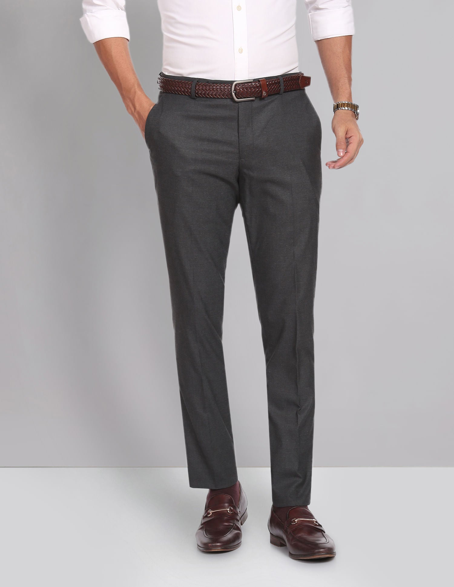 Stylish Smart Waist Heathered Formal Trousers