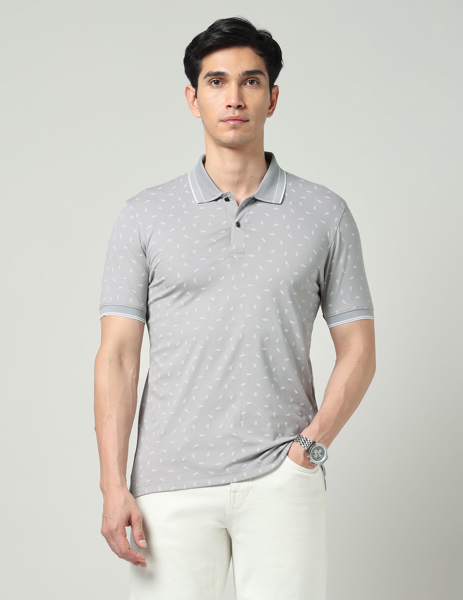 Vintage Cool Geometric Print Slim Fit Polo Shirt