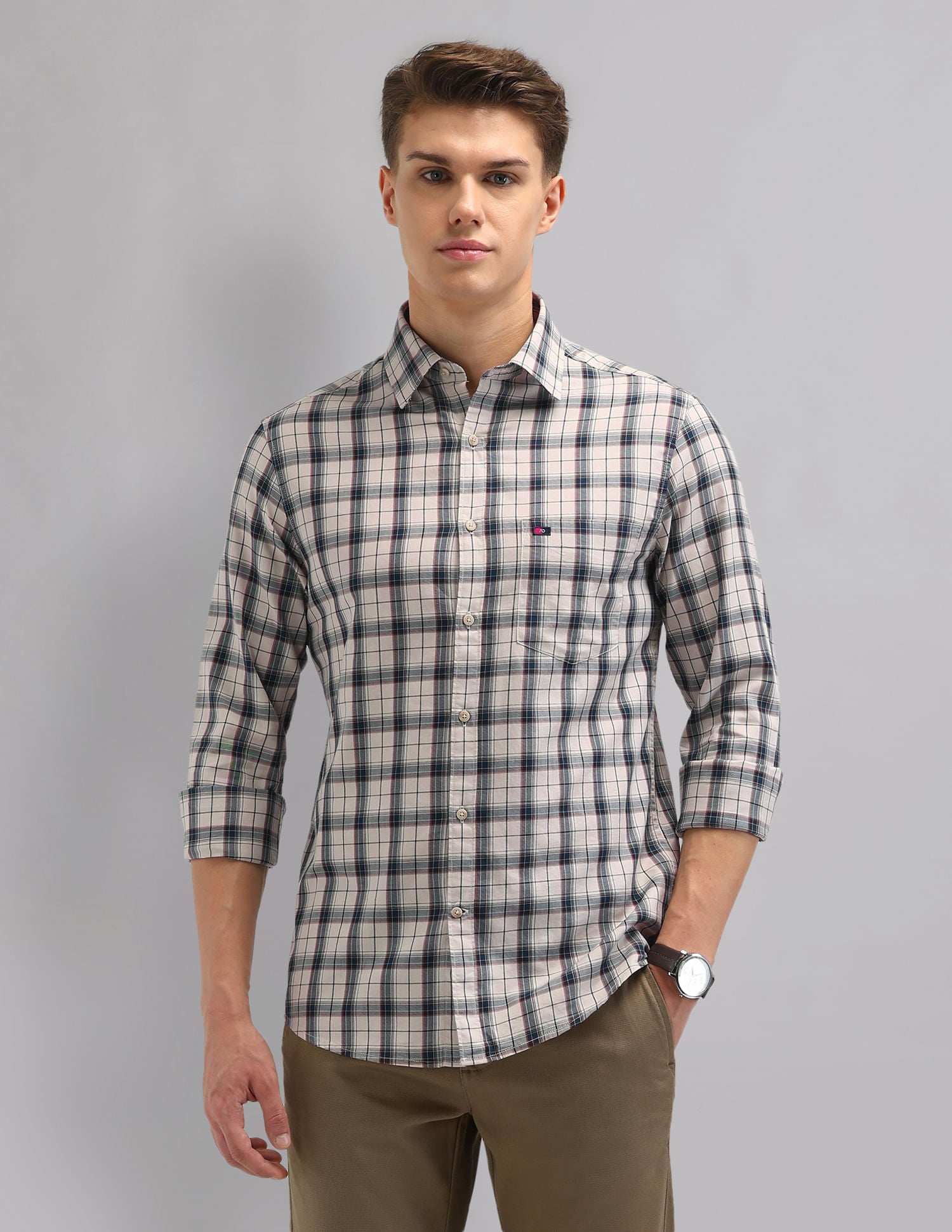 Corporate Sharp Modern Slim Fit Checked Shirt