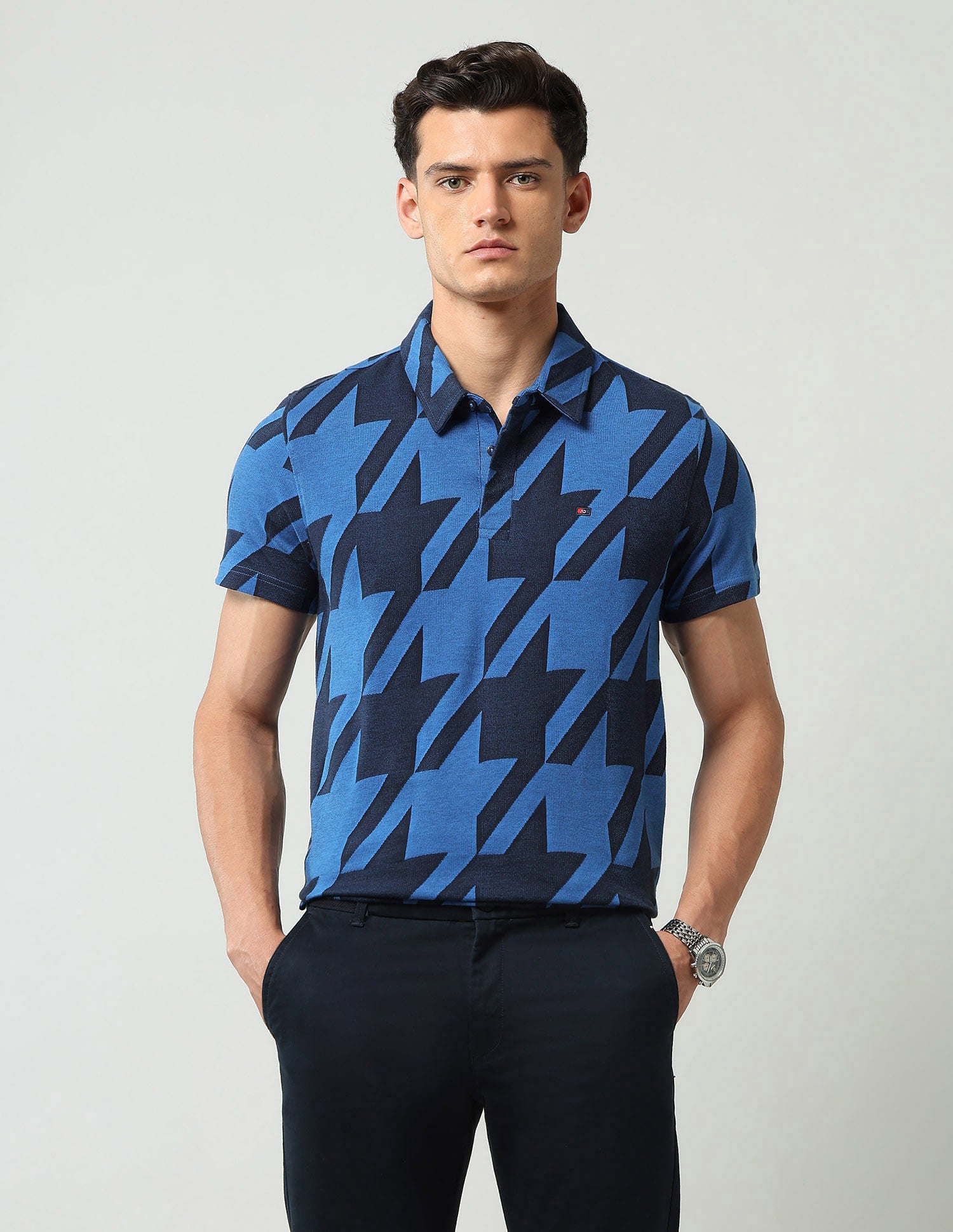 Style Edit Geometric Printed Slim Fit Polo Shirt