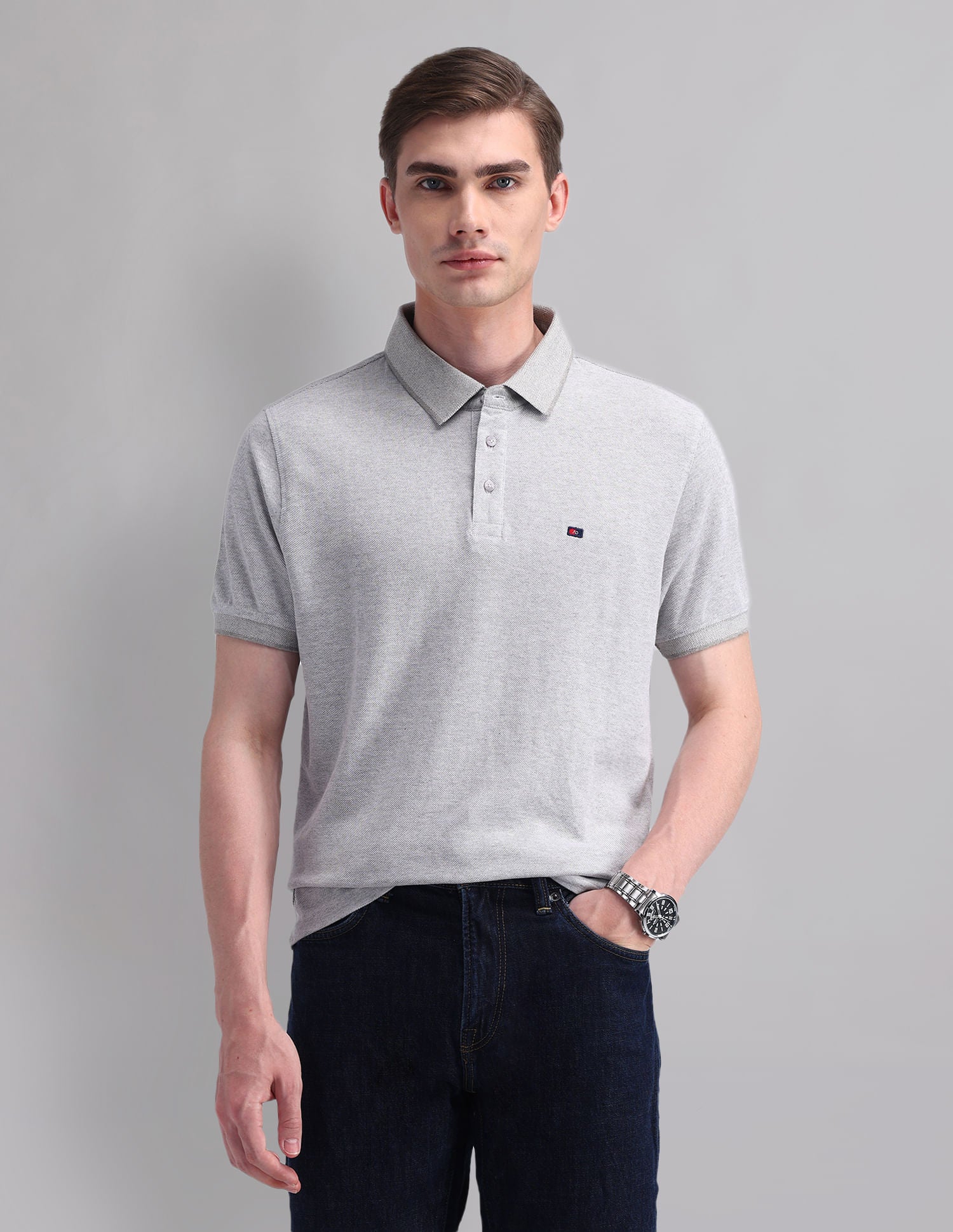 Style Essential Cotton Heathered Polo Shirt