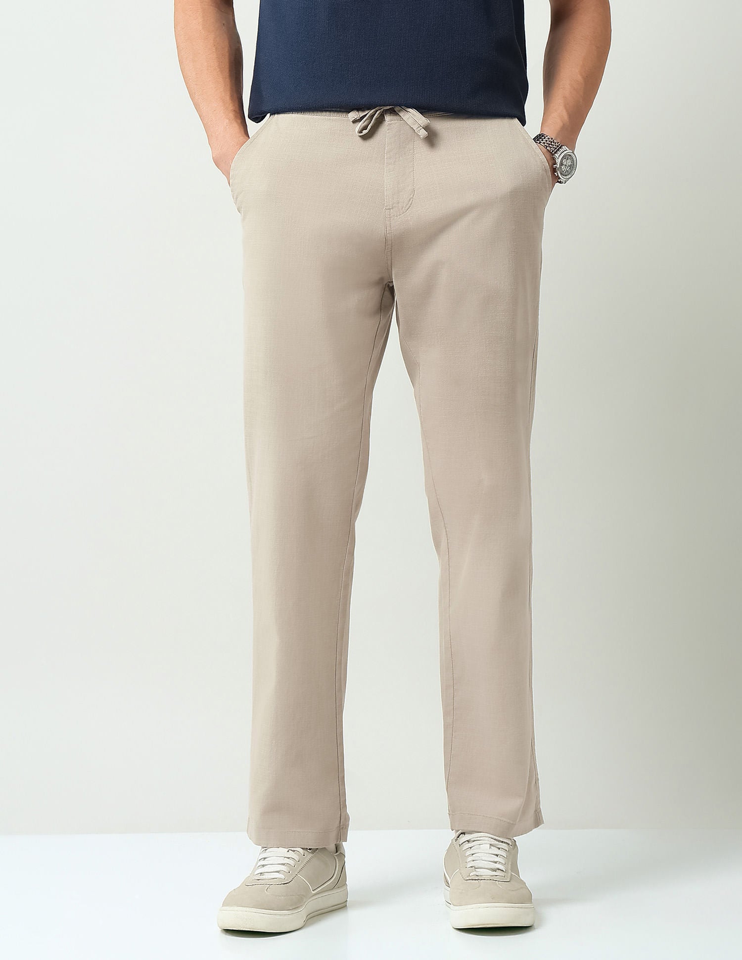 Work Essential mid Rise Regular Fit Trousers