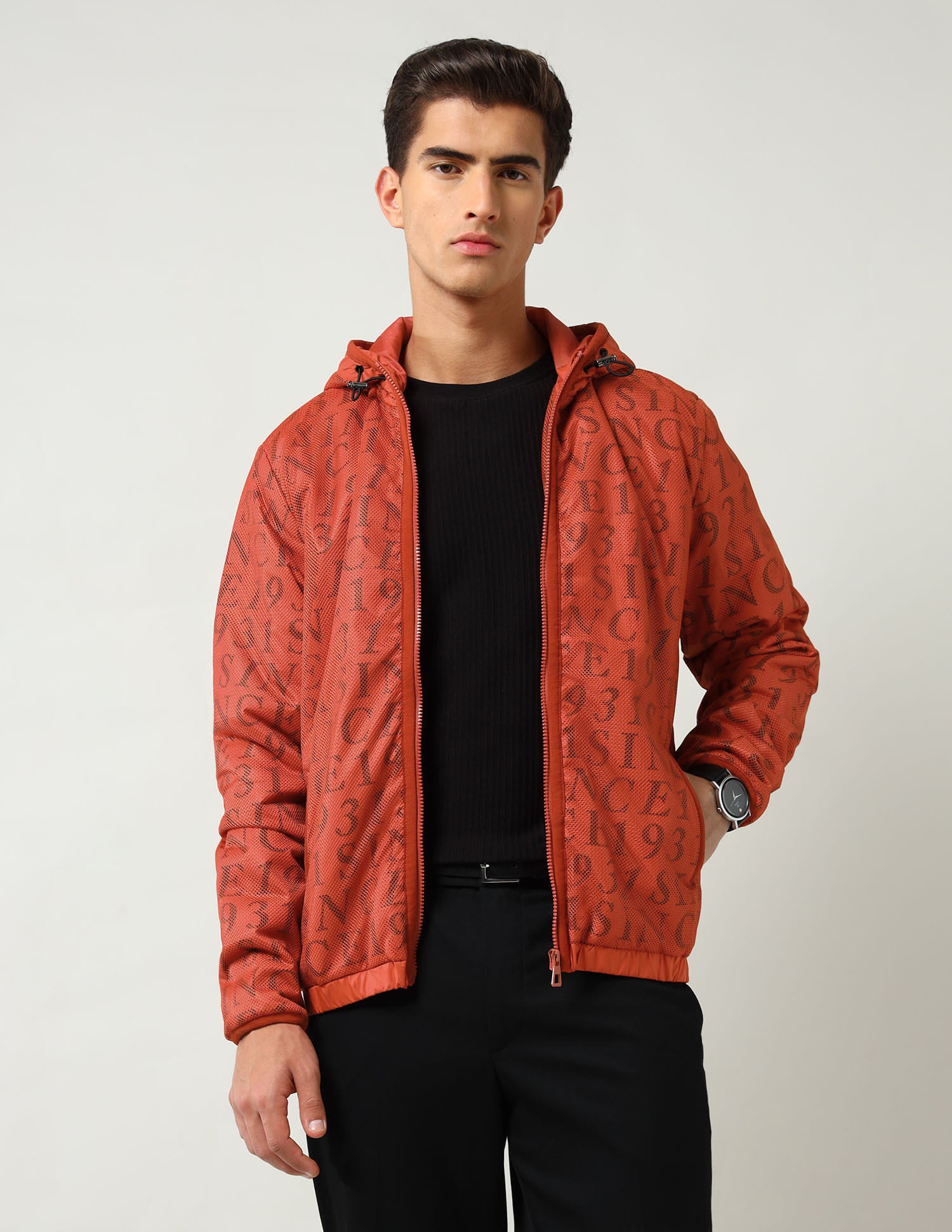 Modern Slim Fit Printed Padded Jacket