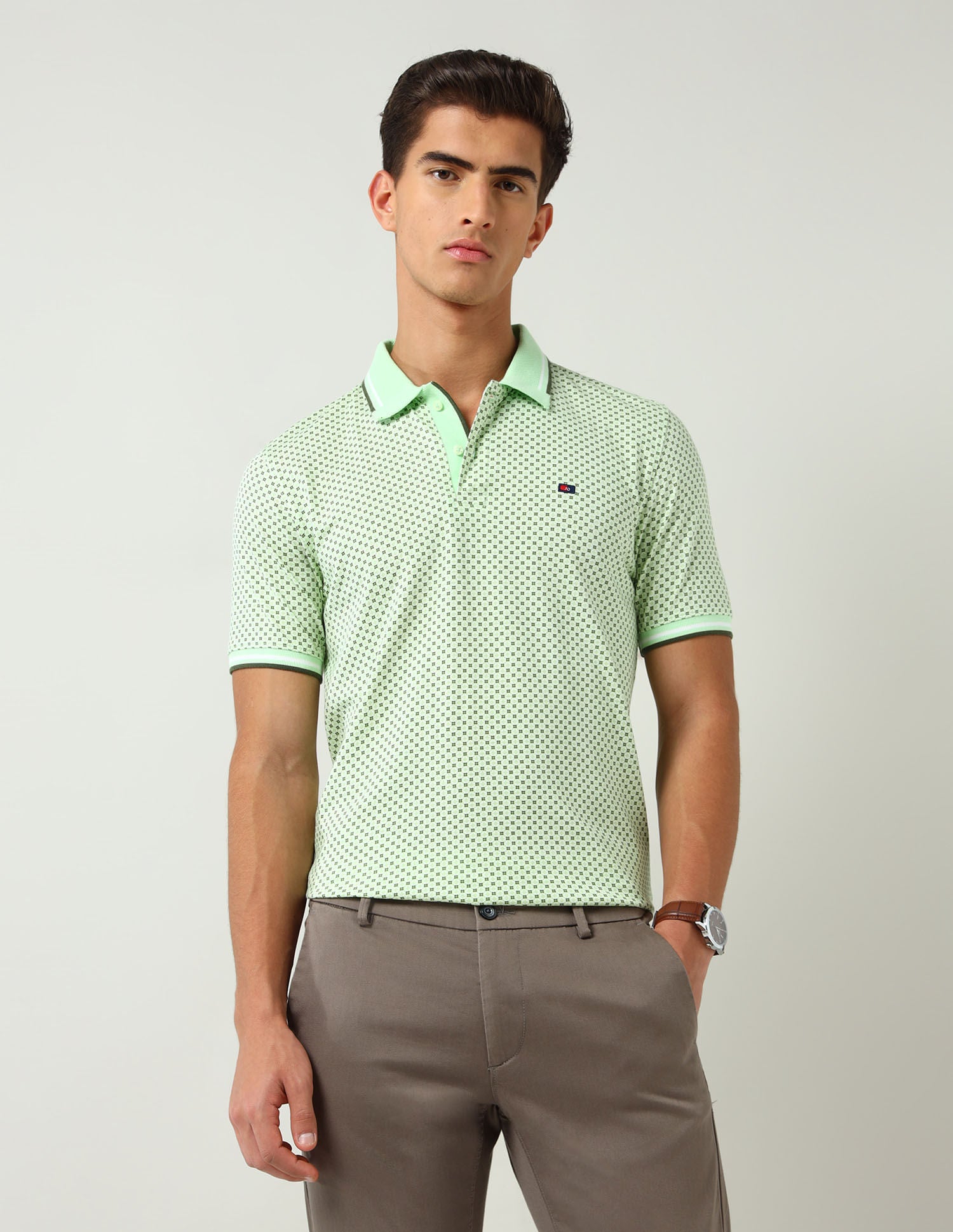 City Adventure Modern Slim Fit Geometric Printed Polo Shirt