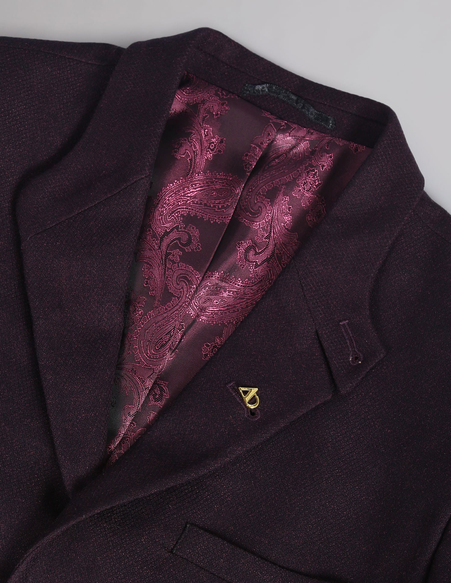 Power-Edged Dobby Convertible Collar Blazer