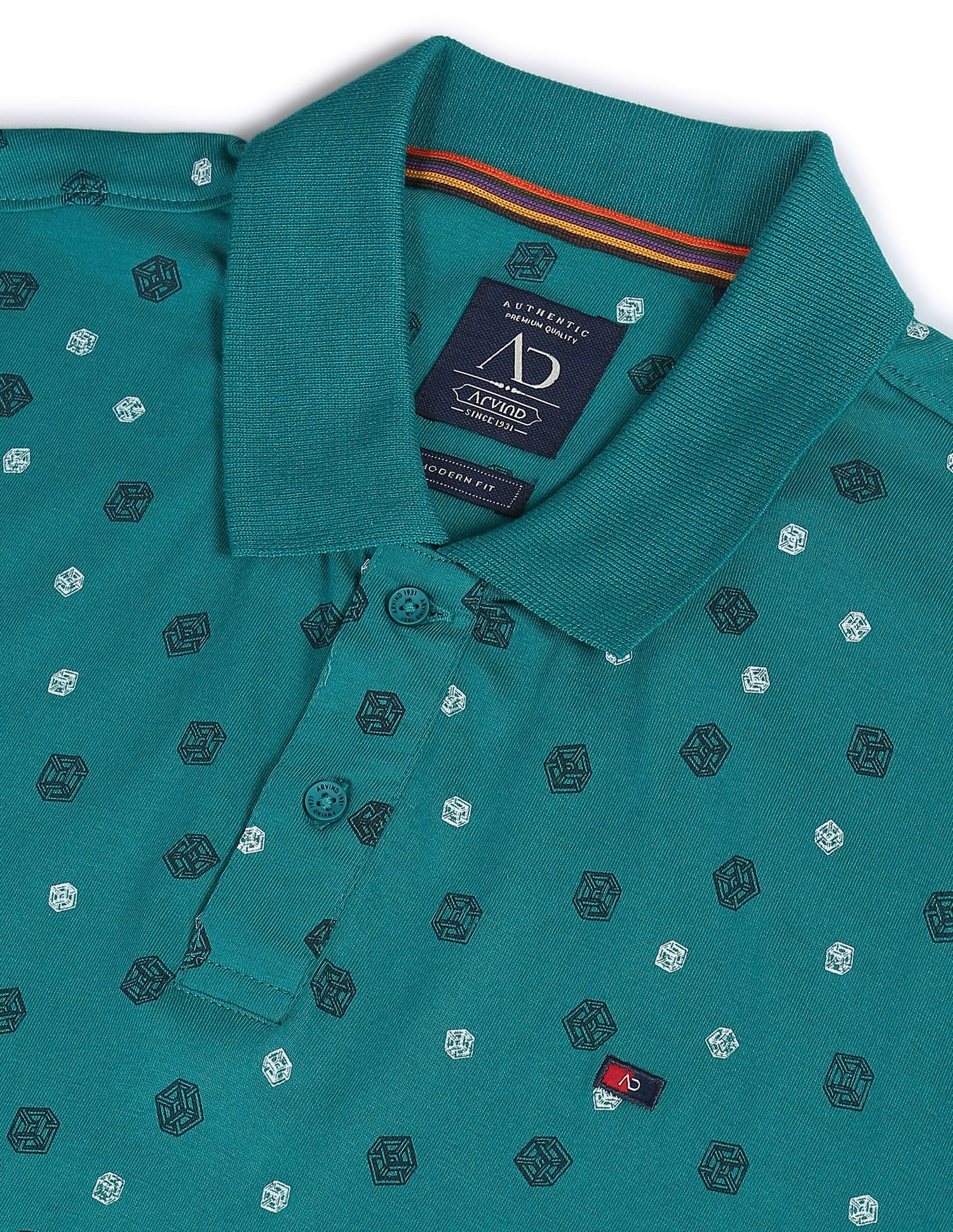 Art Refined Geometric Print Cotton Polo Shirt