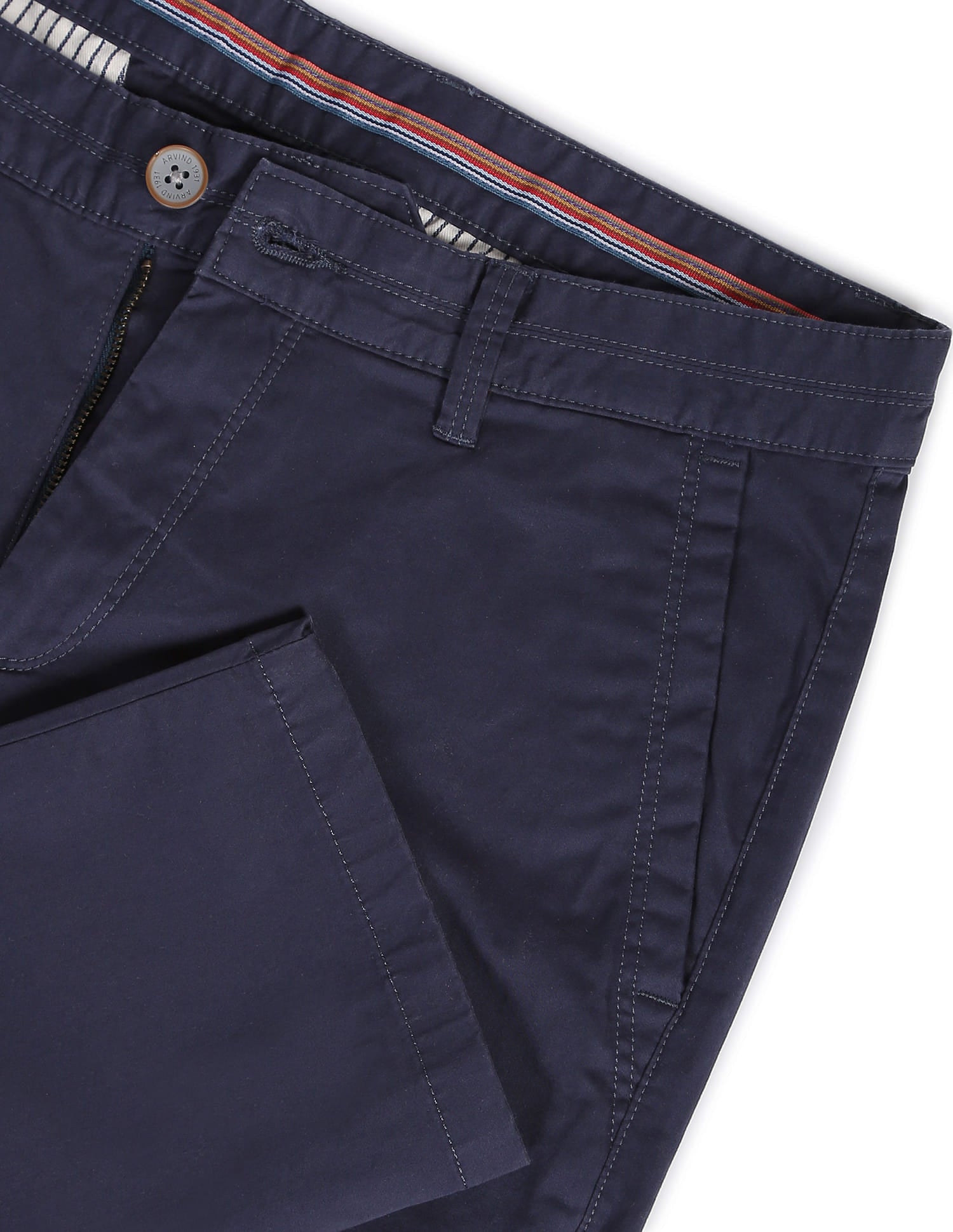 Slim Fit Flat Front Solid Casual Chinos