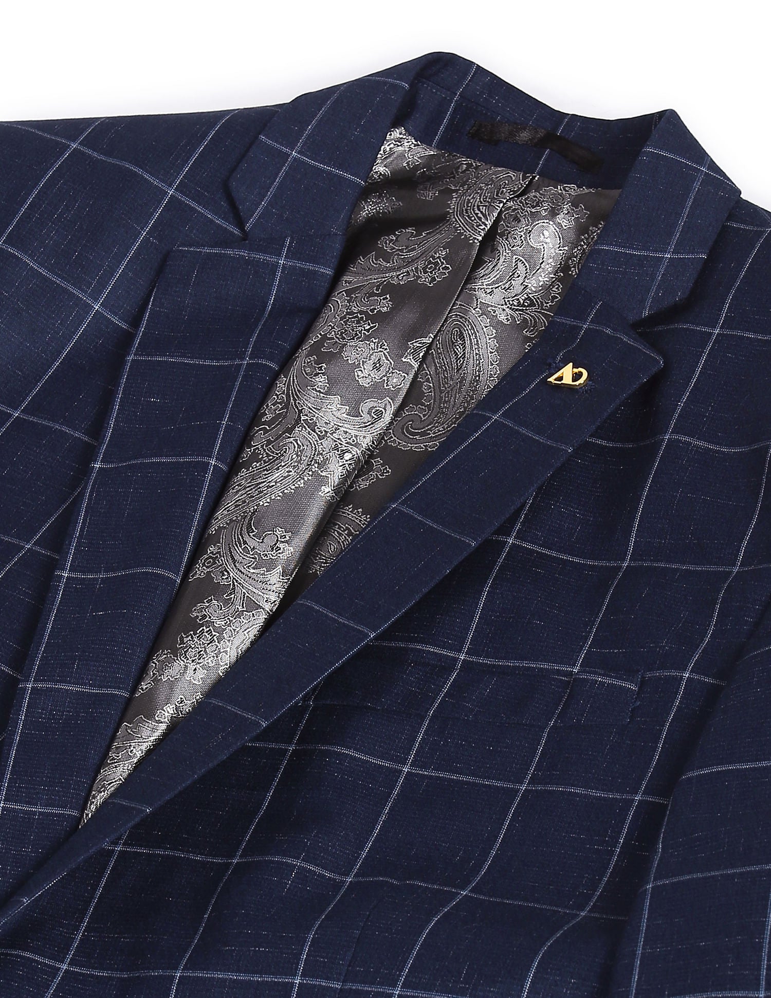 Office Staple Tailored Fit Windowpane Check Three Piece Suit