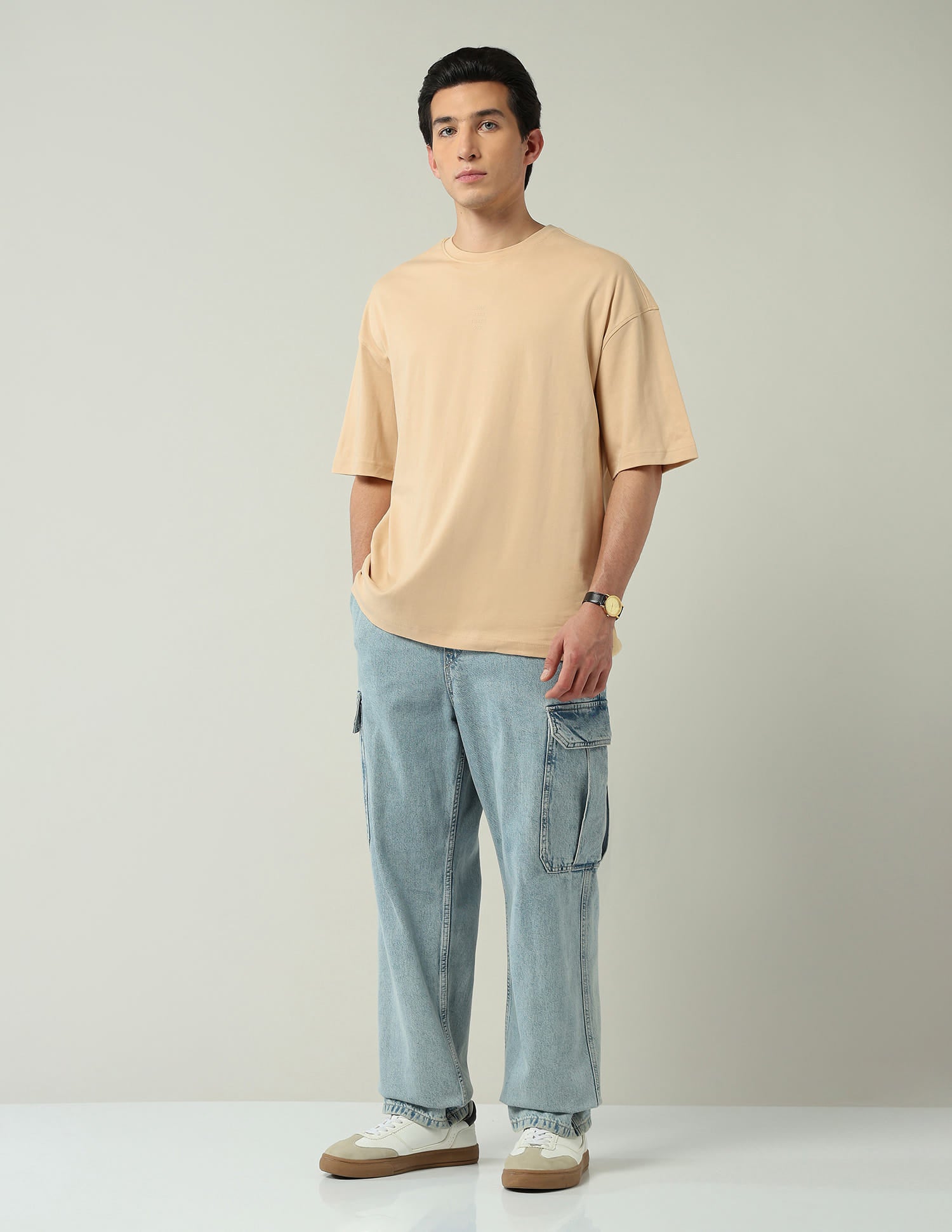 Street-Style Oversized Fit Solid T-Shirt