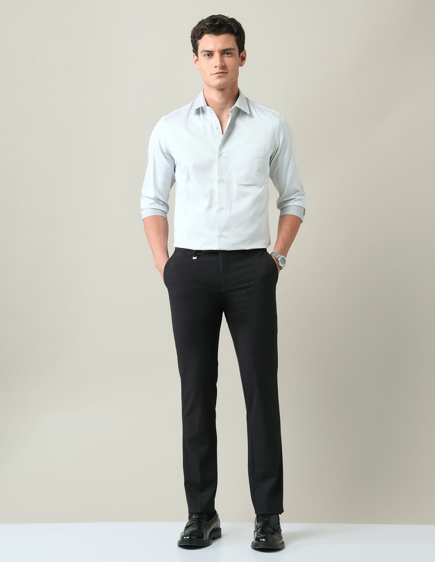 Checked Dobby Regular Fit Trousers
