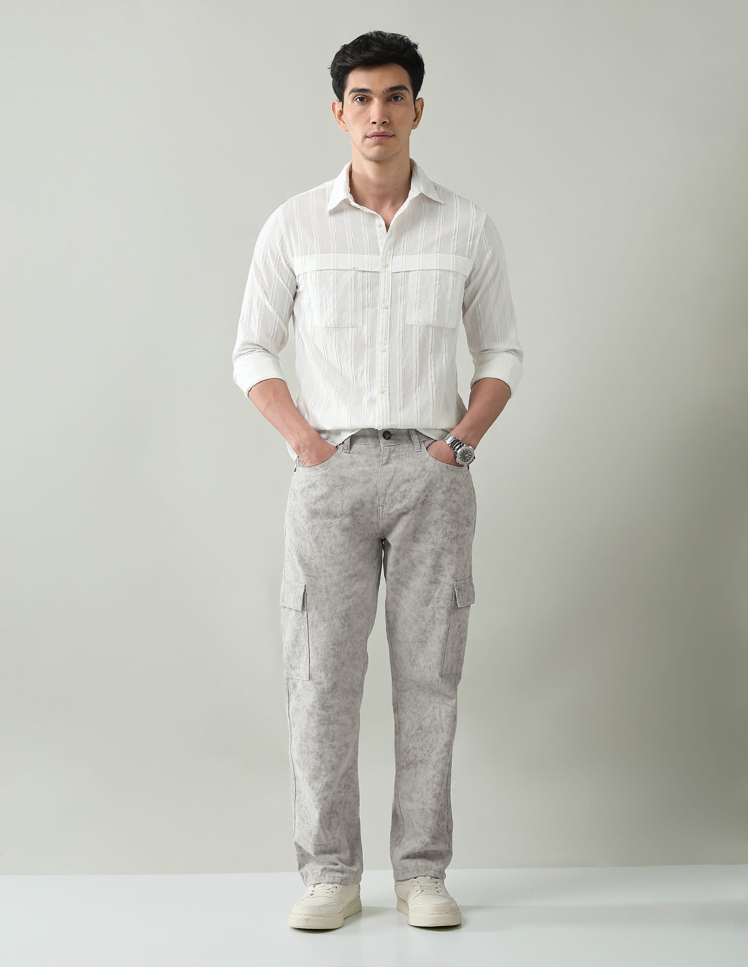 Textured Comfort Fit Cargos