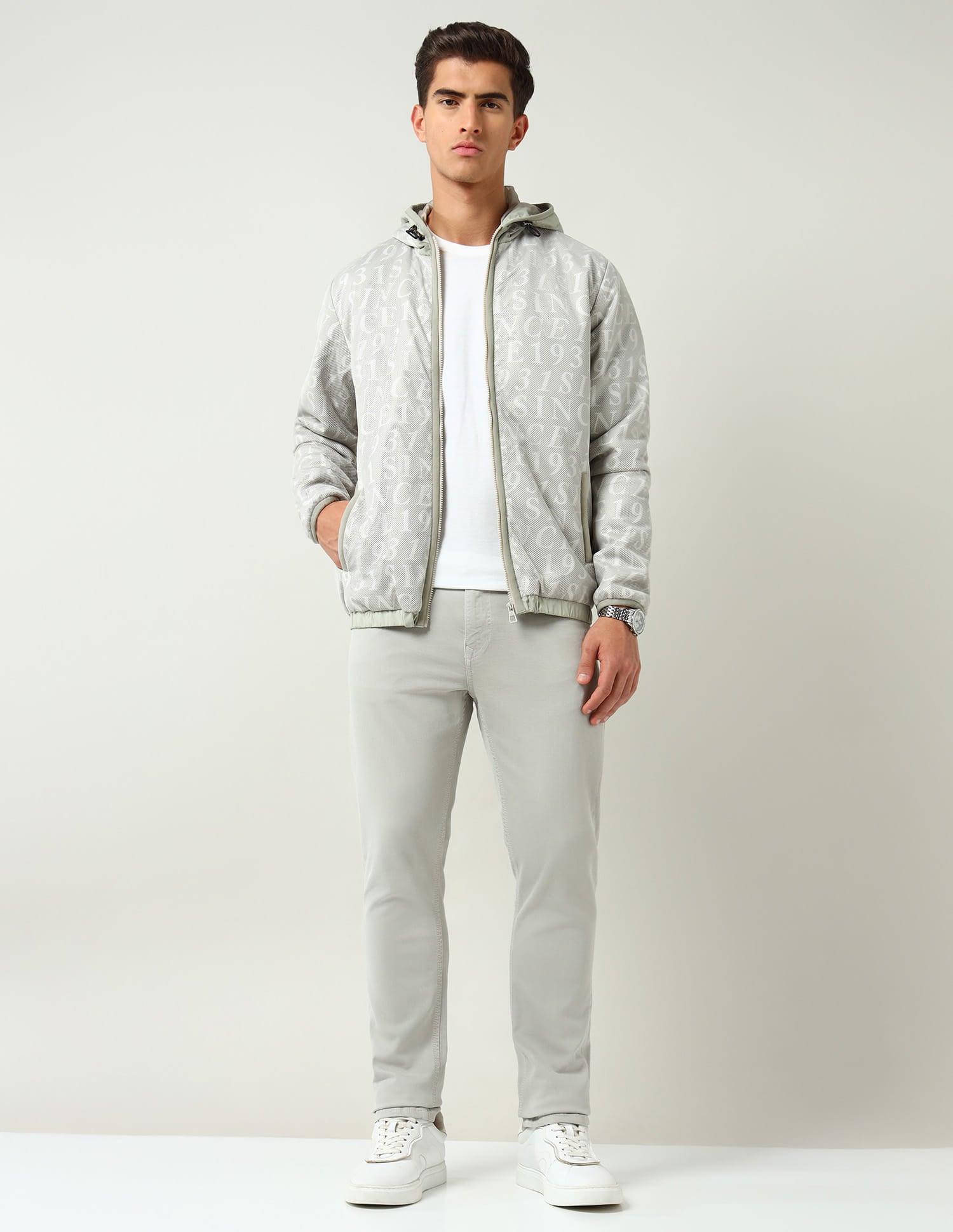 Modern Slim Fit Printed Padded Jacket