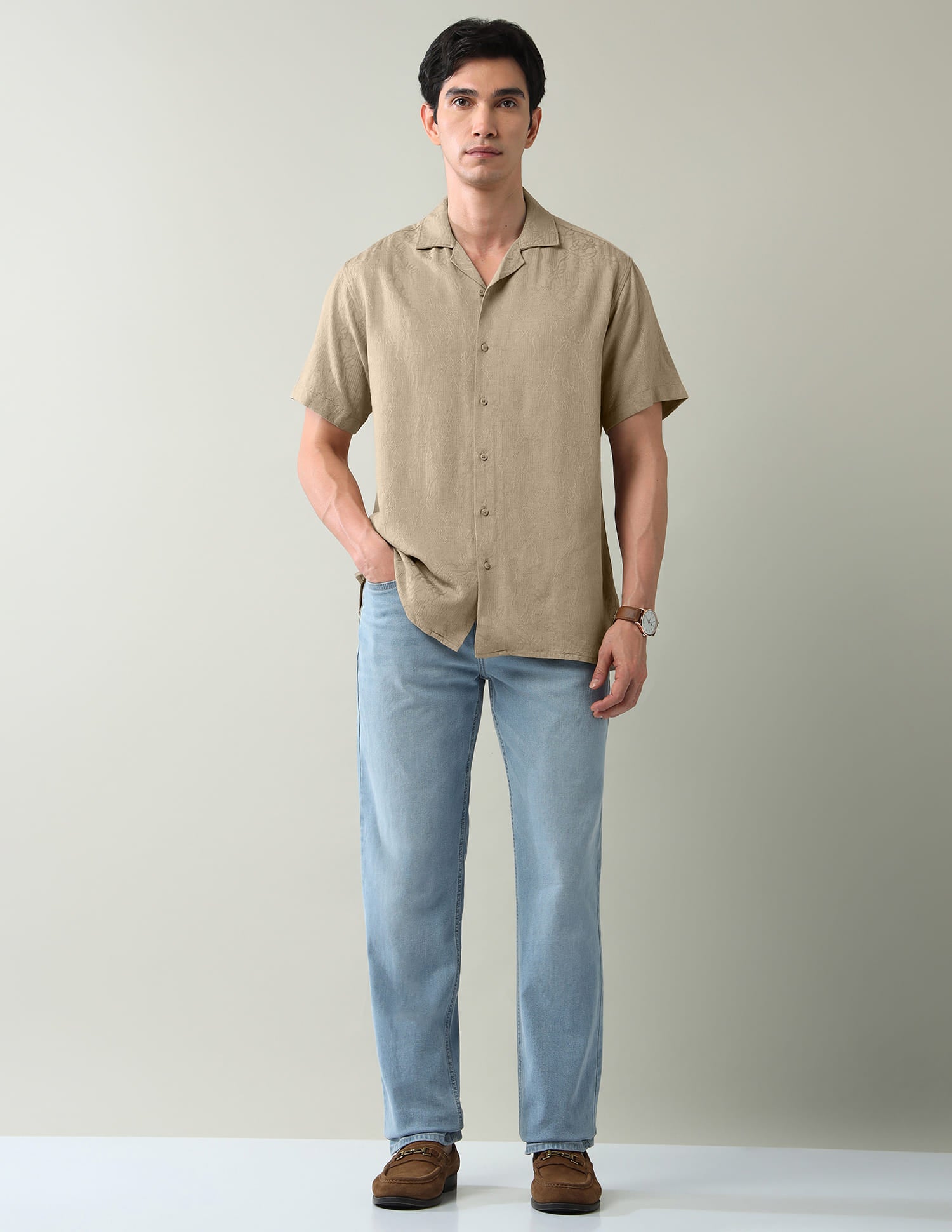 Regular Textured Air Soft Slim Fit Shirt