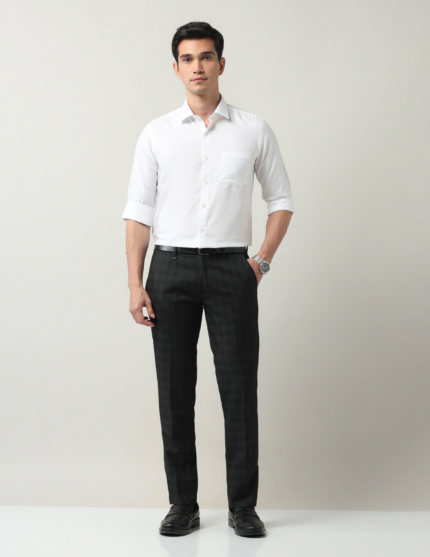 Slim Fit Solid Trousers