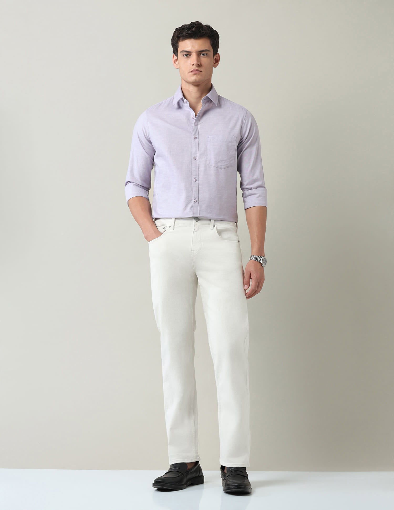 Solid Slim Fit Twill Shirt