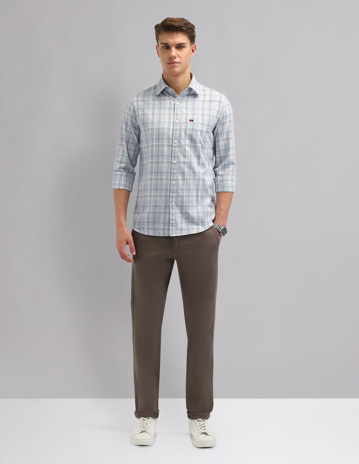 Corporate Sharp Modern Slim Fit Checked Shirt