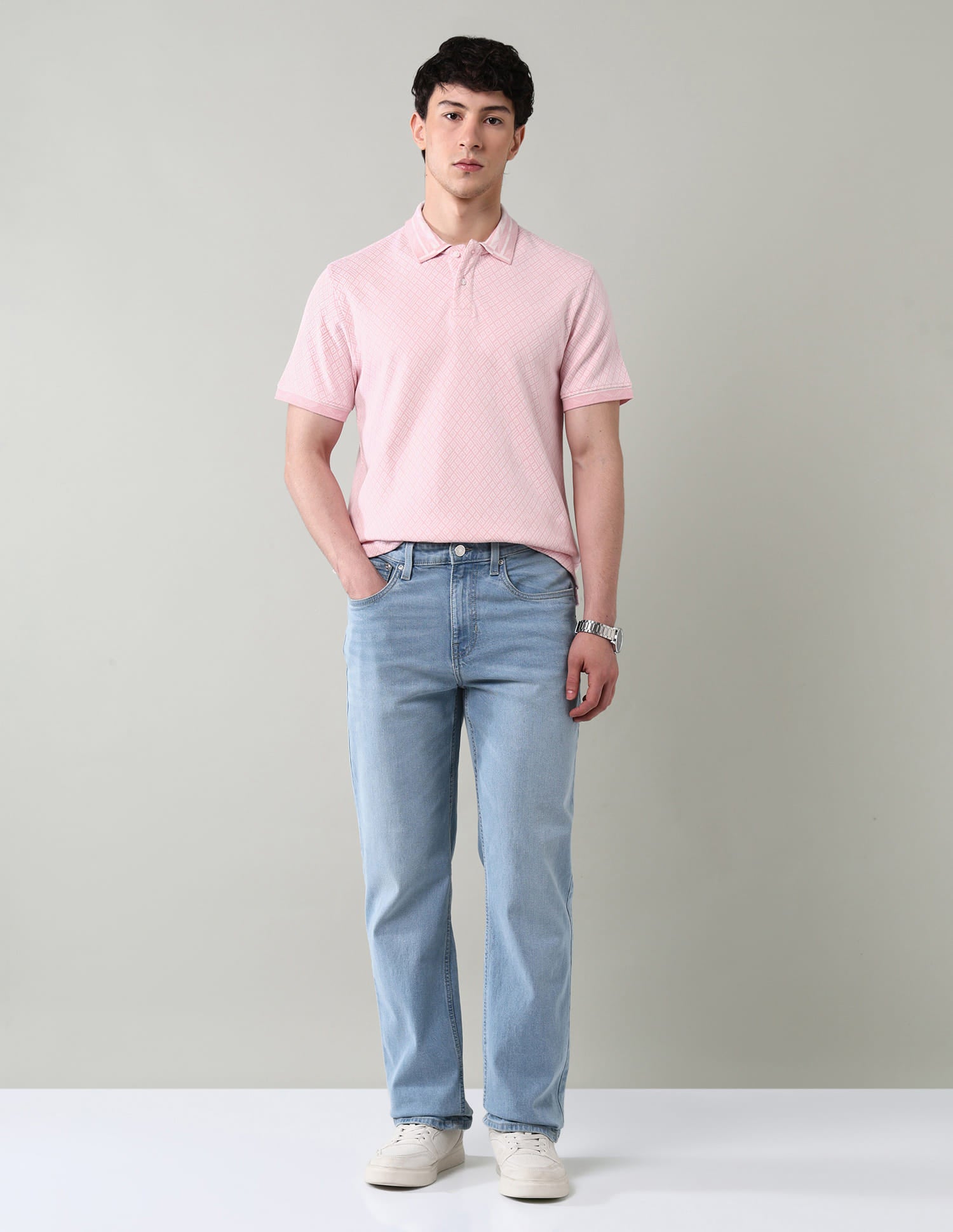 Geometric Printed Slim Fit Polo Shirt