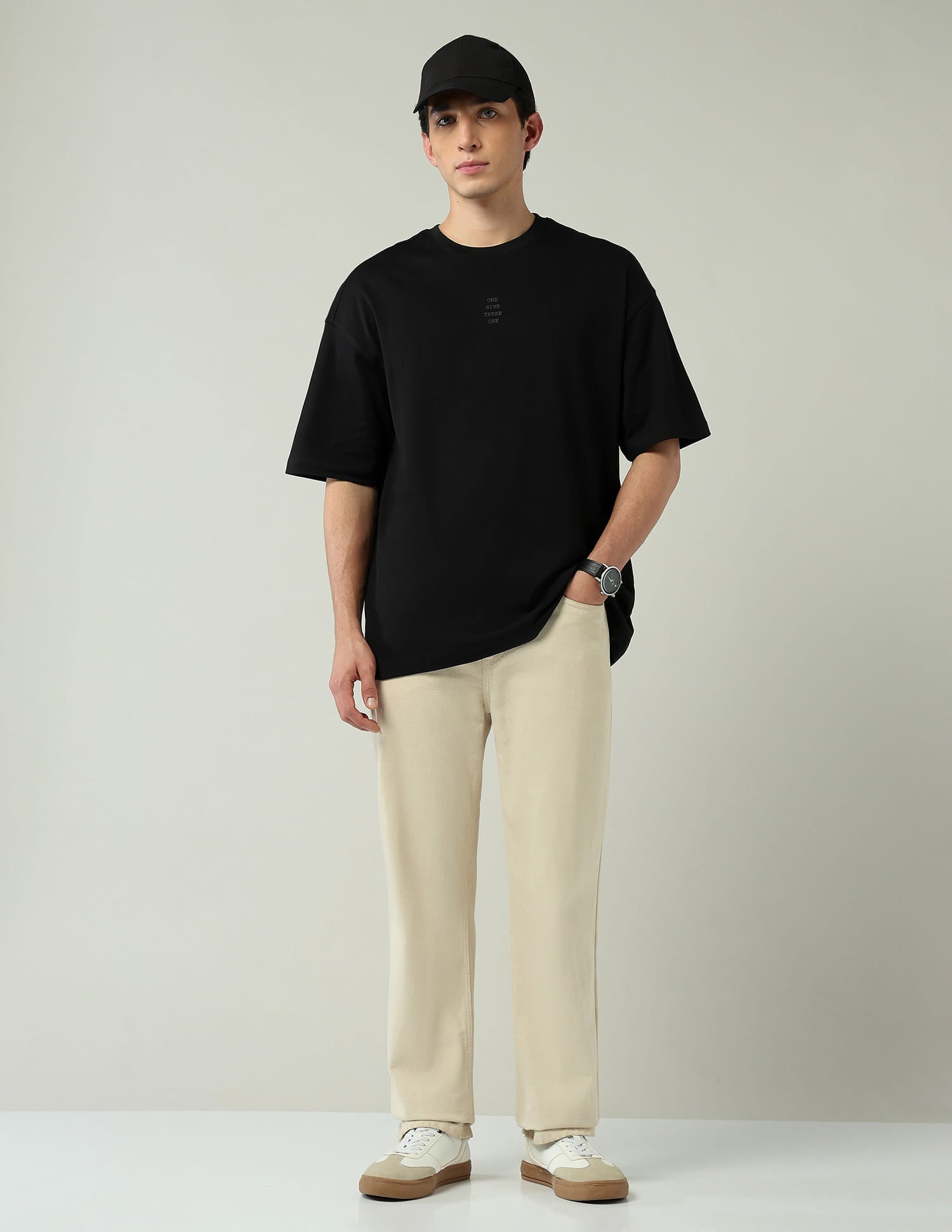 Street-Style Oversized Fit Solid T-Shirt