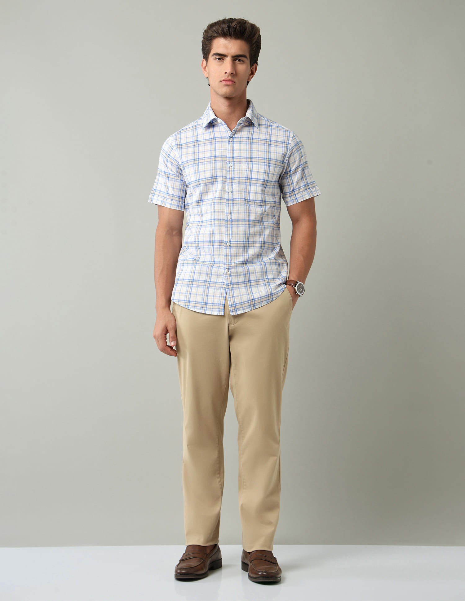 Blue Tartan Checked Regular Fit Shirt